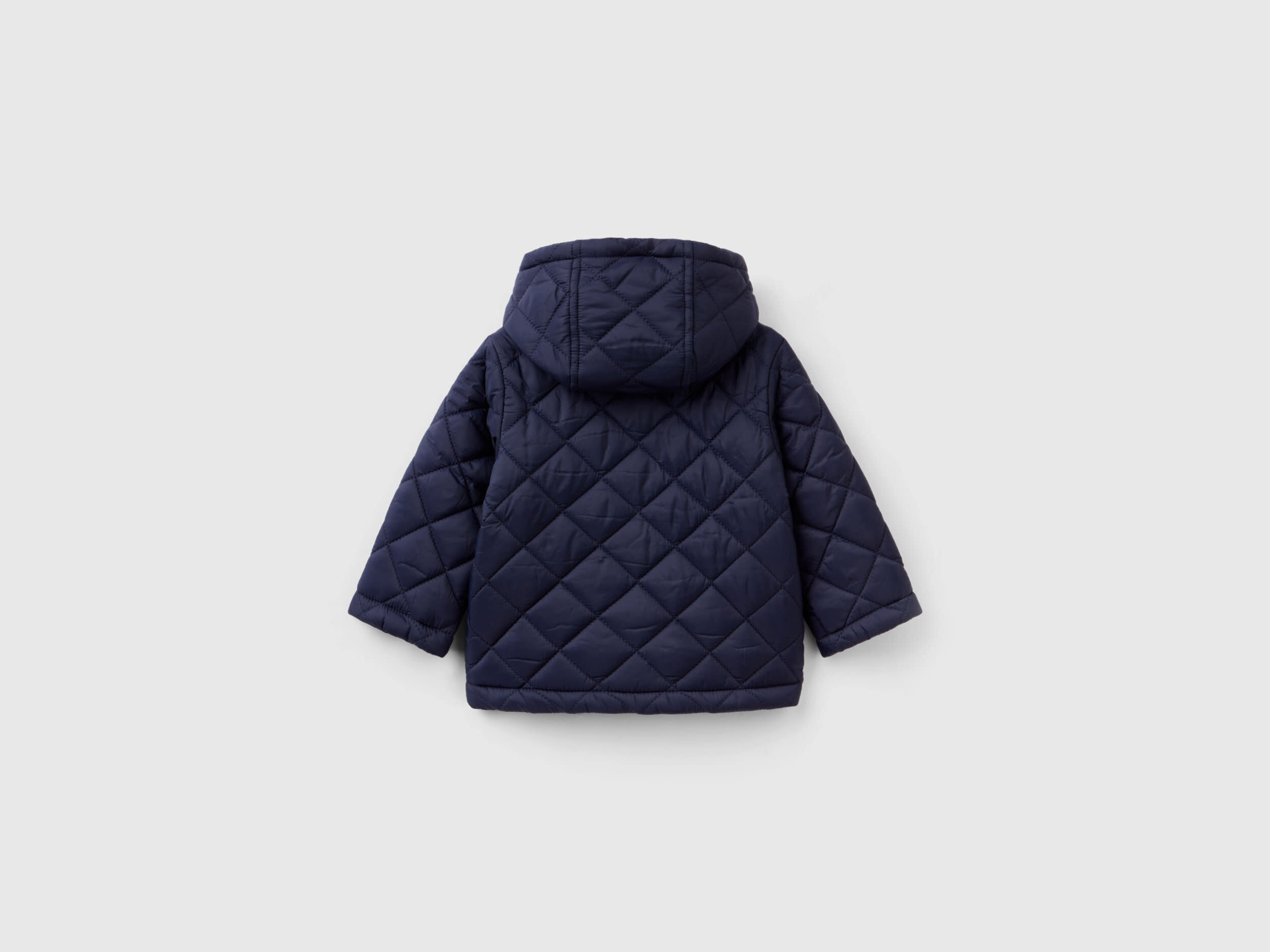 Benetton Quilted Jacket with Hood Dark Blue Kids