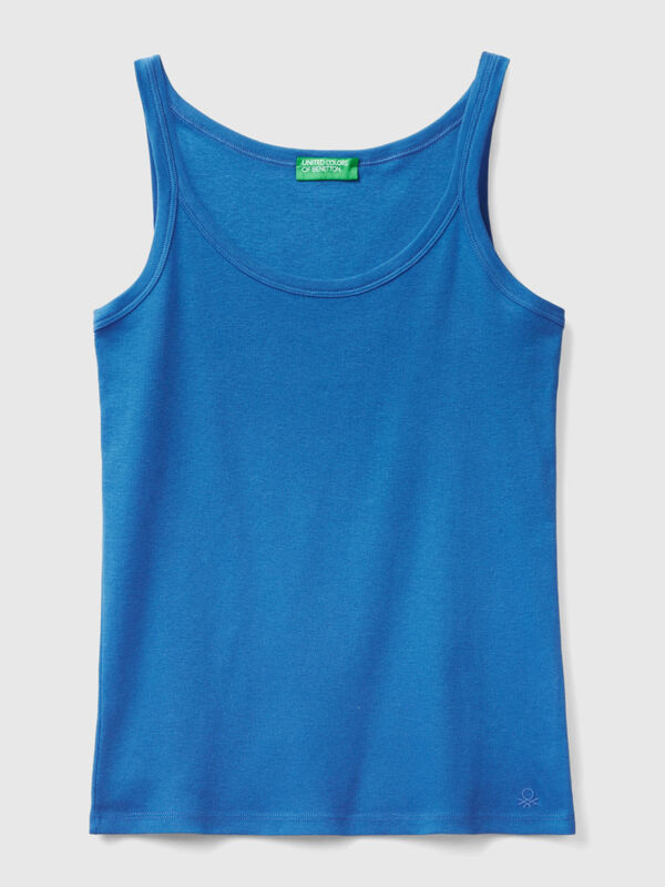 Air force blue tank top in pure cotton