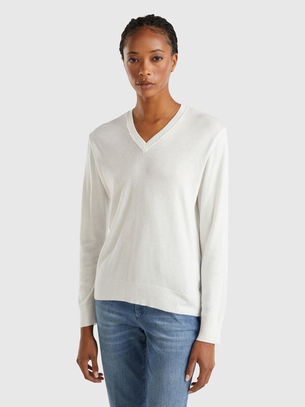 V-neck sweater in Modal® blend Women