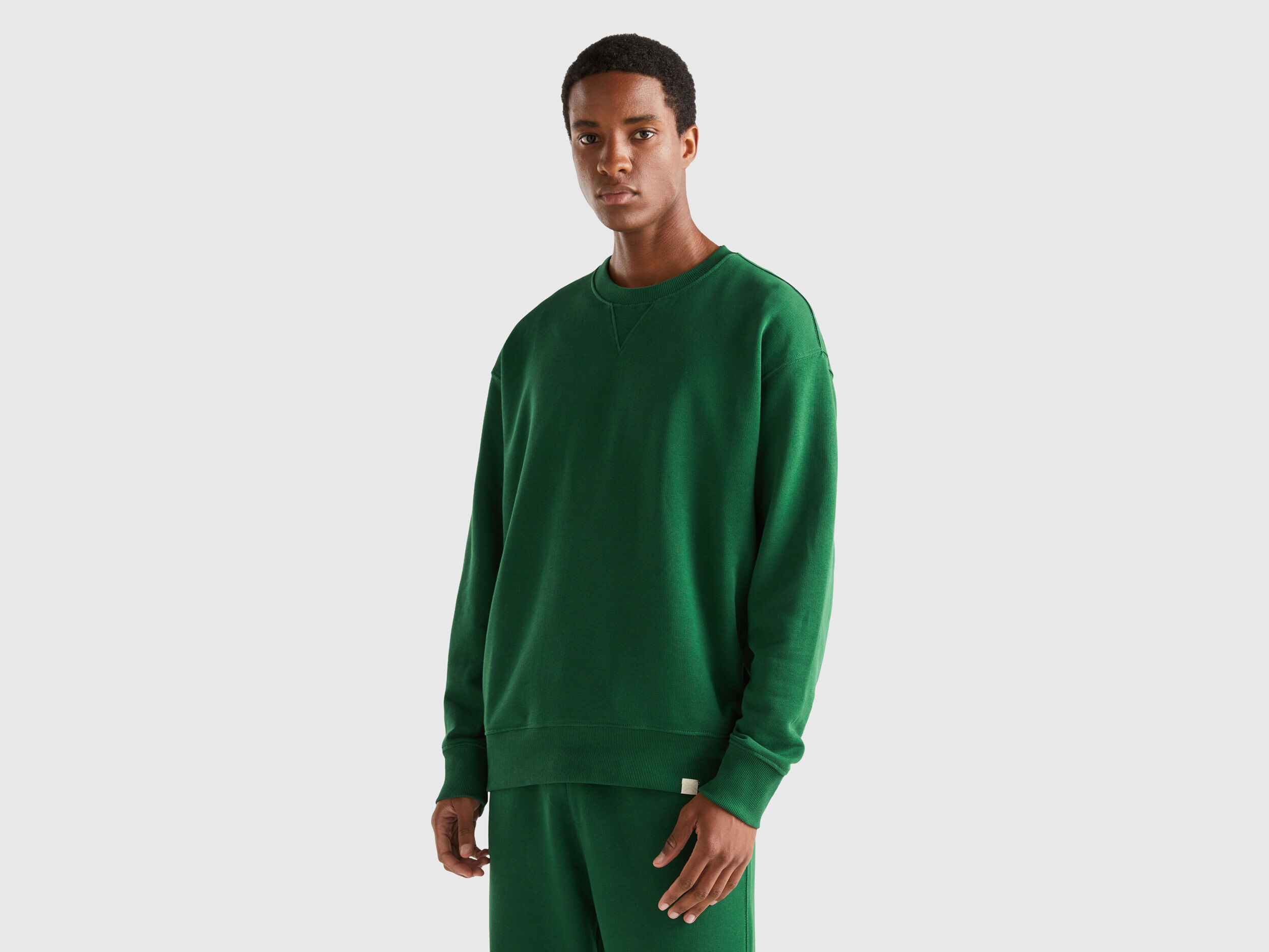 100 cotton pullover sweatshirt Dark Green Benetton