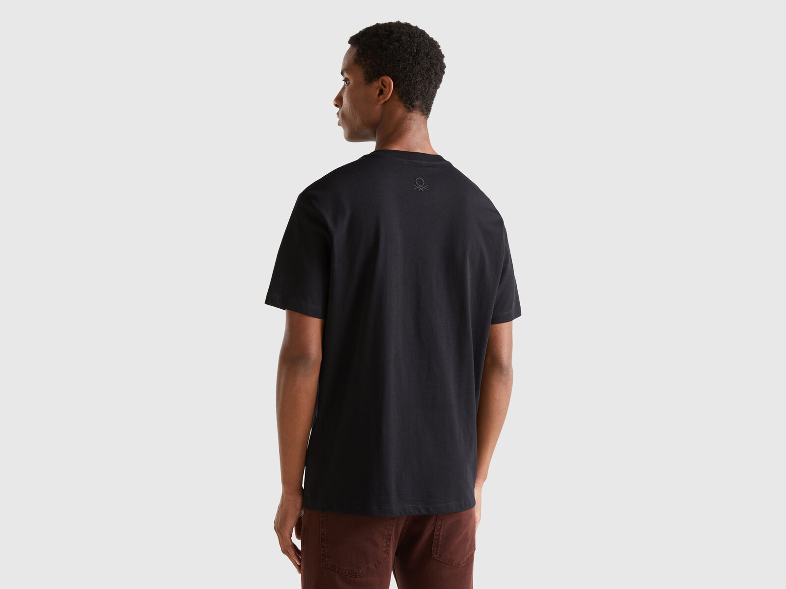 T-shirt in pure organic - | Benetton Black cotton
