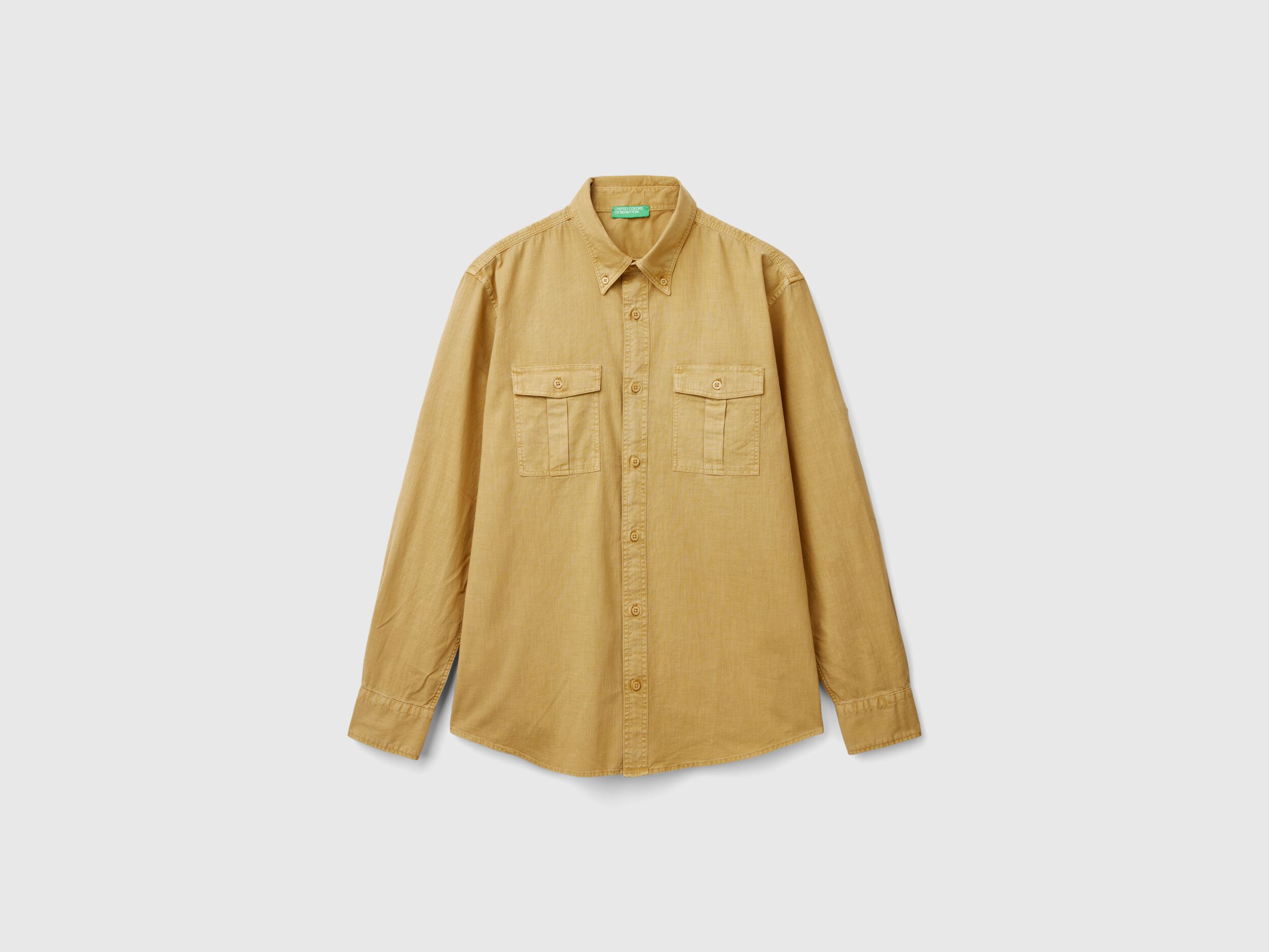 Slim fit buttondown shirt - Camel | Benetton