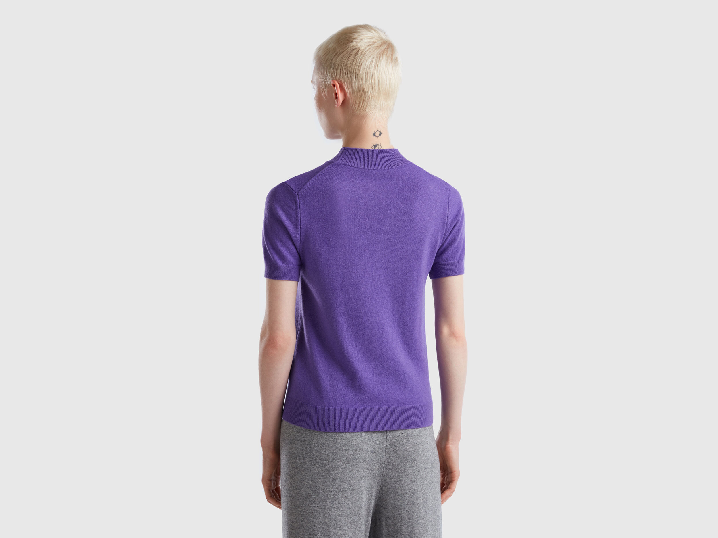 Purple short shop sleeve sweater