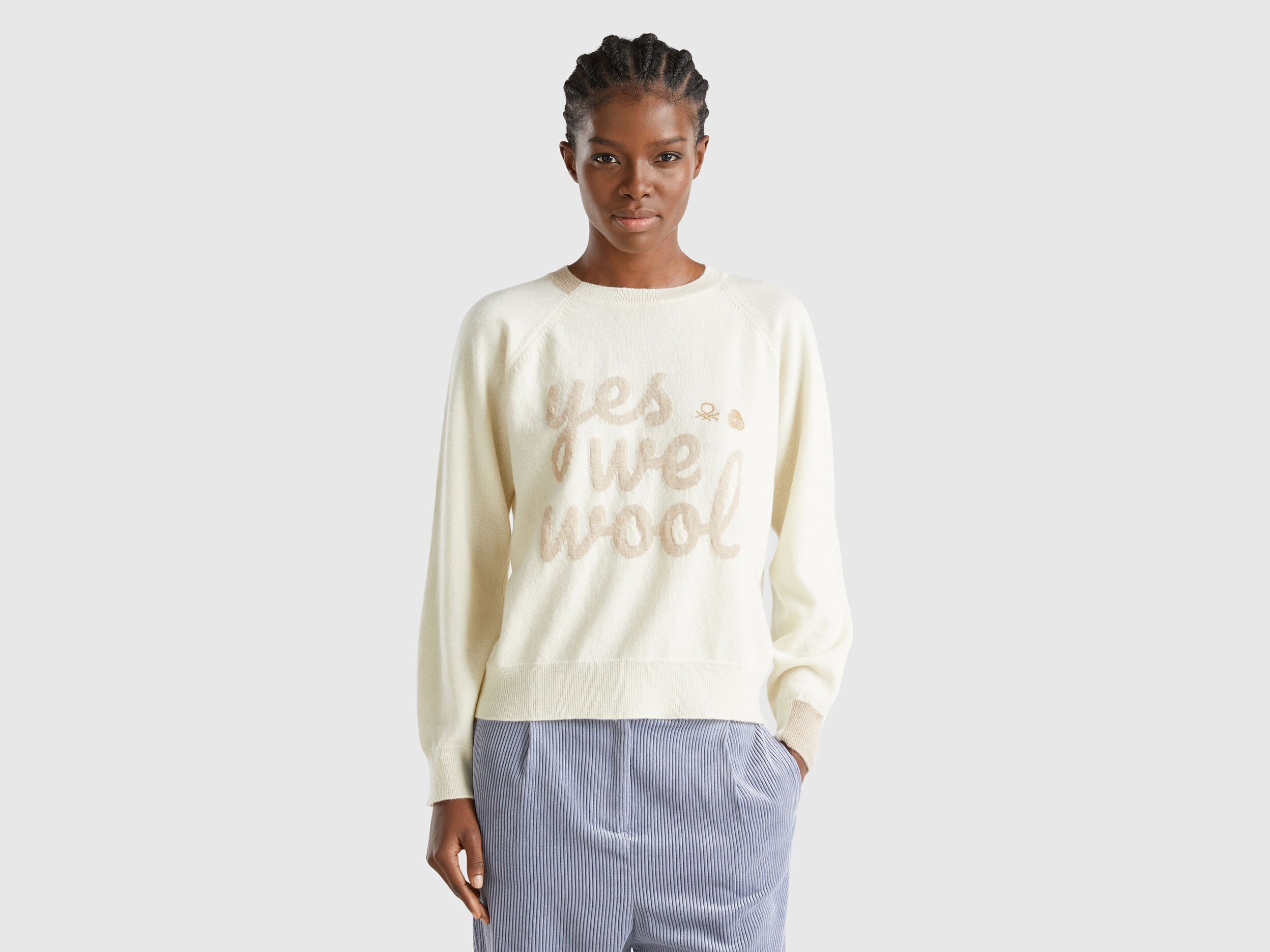 Crew Neck Merino Wool Sweaters Women 2024 Benetton