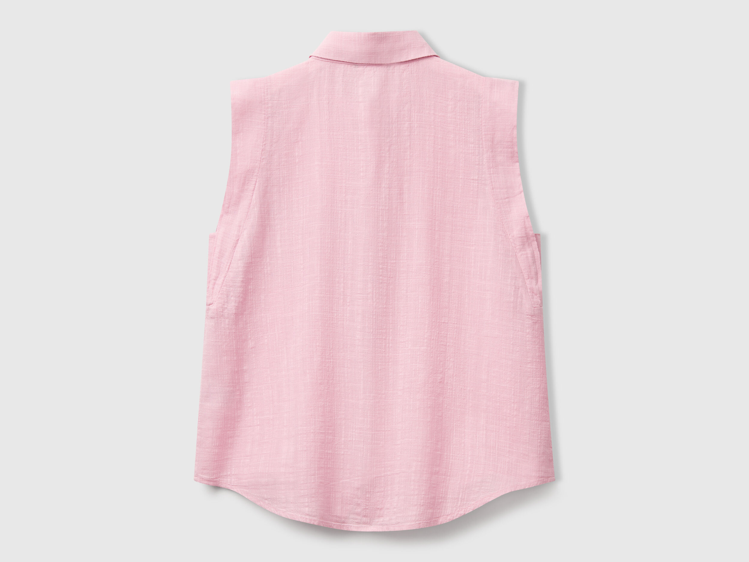 Sleeveless shirt with knot - Pastel Pink | Benetton