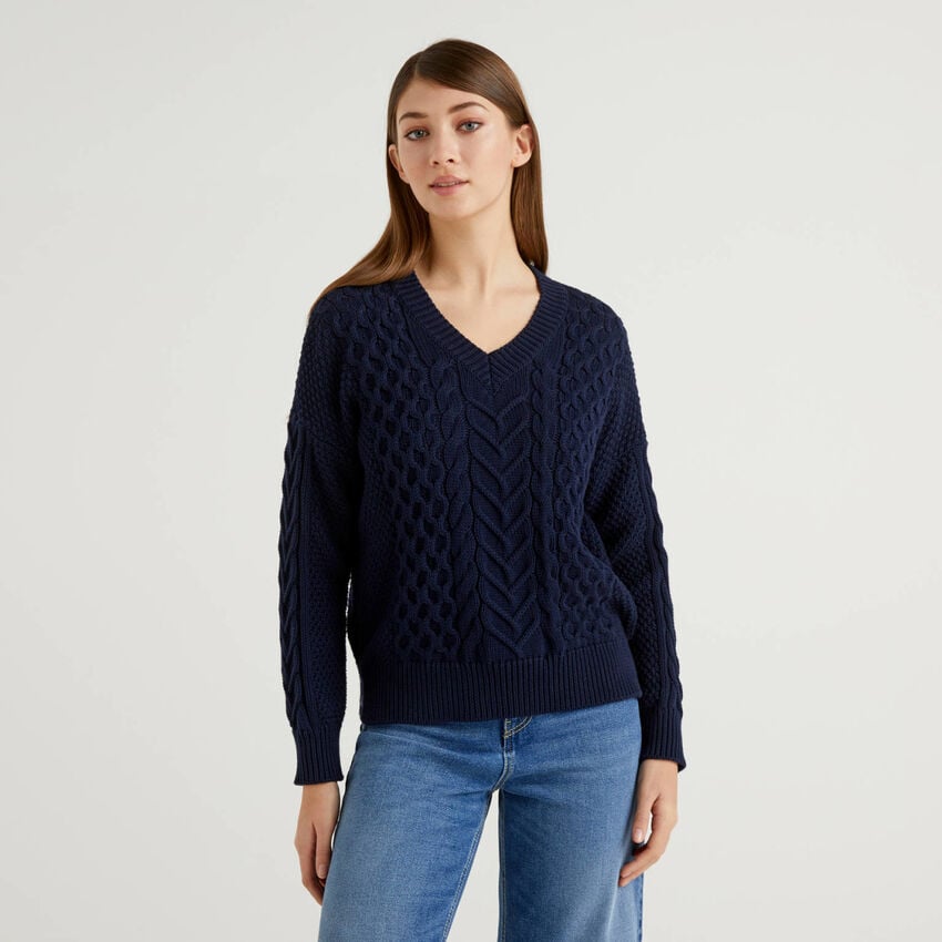 Knit sweater in pure cotton