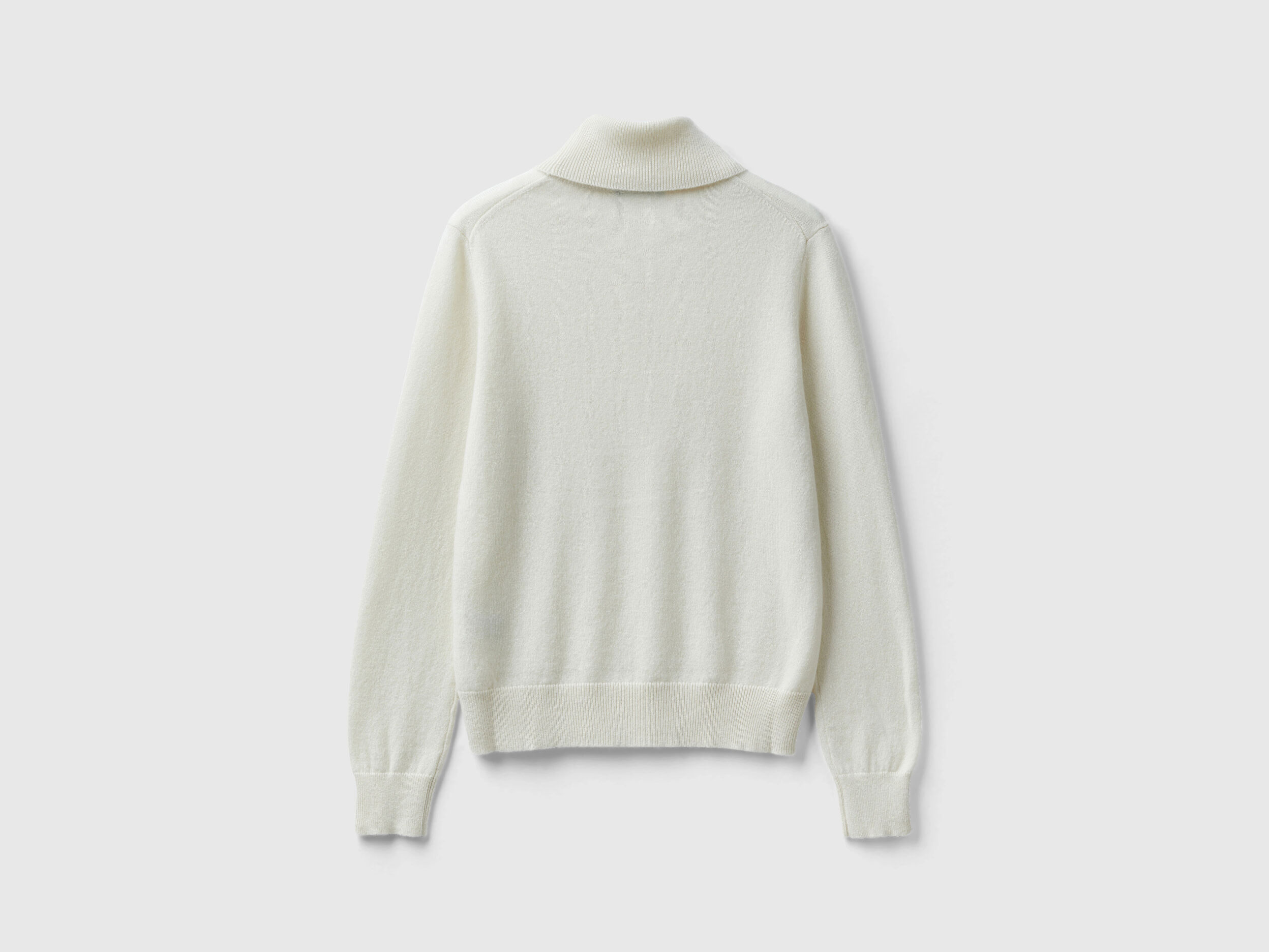 Cream white turtleneck in pure cashmere Creamy White Benetton