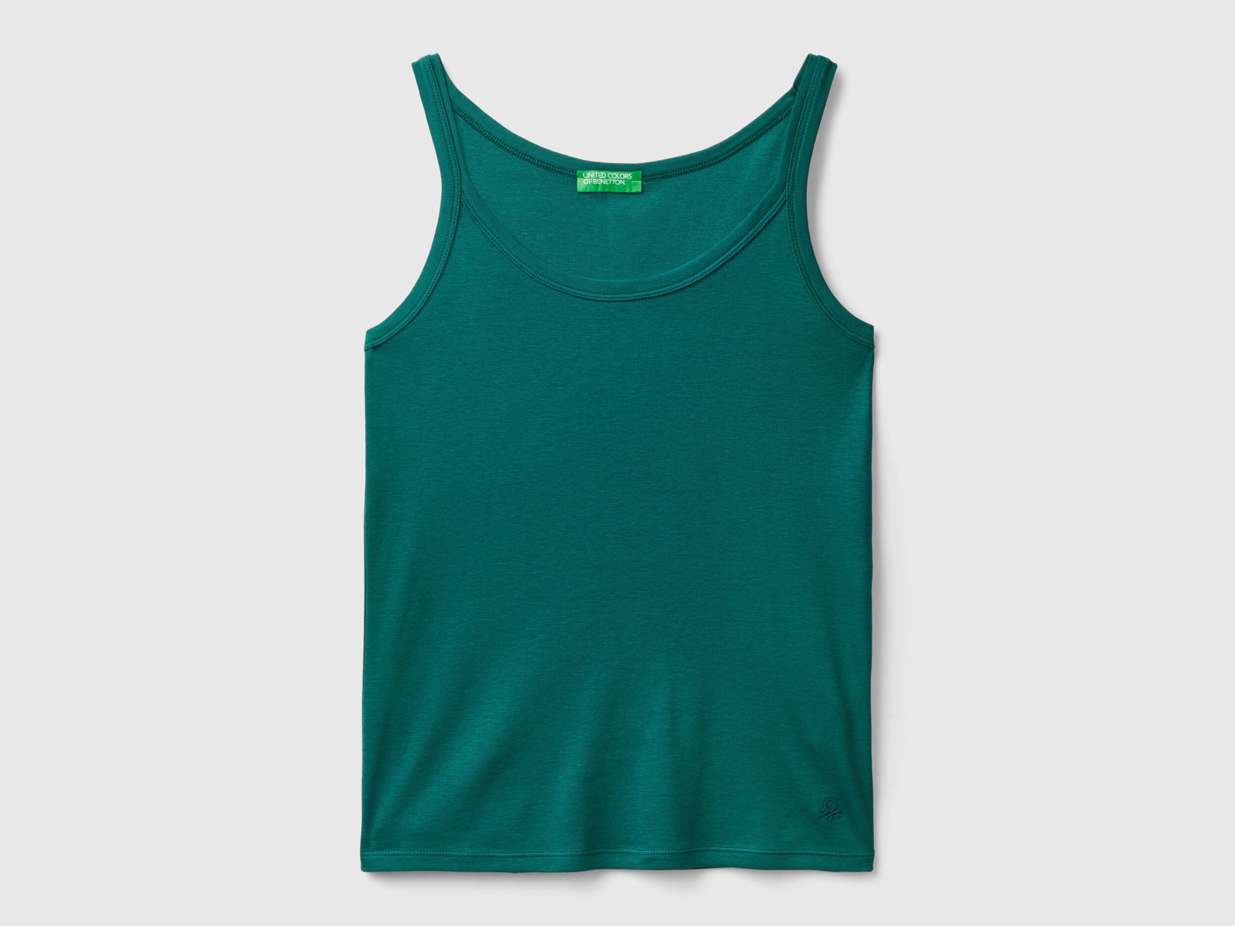 Forest green tank top in pure cotton - Dark Green | Benetton