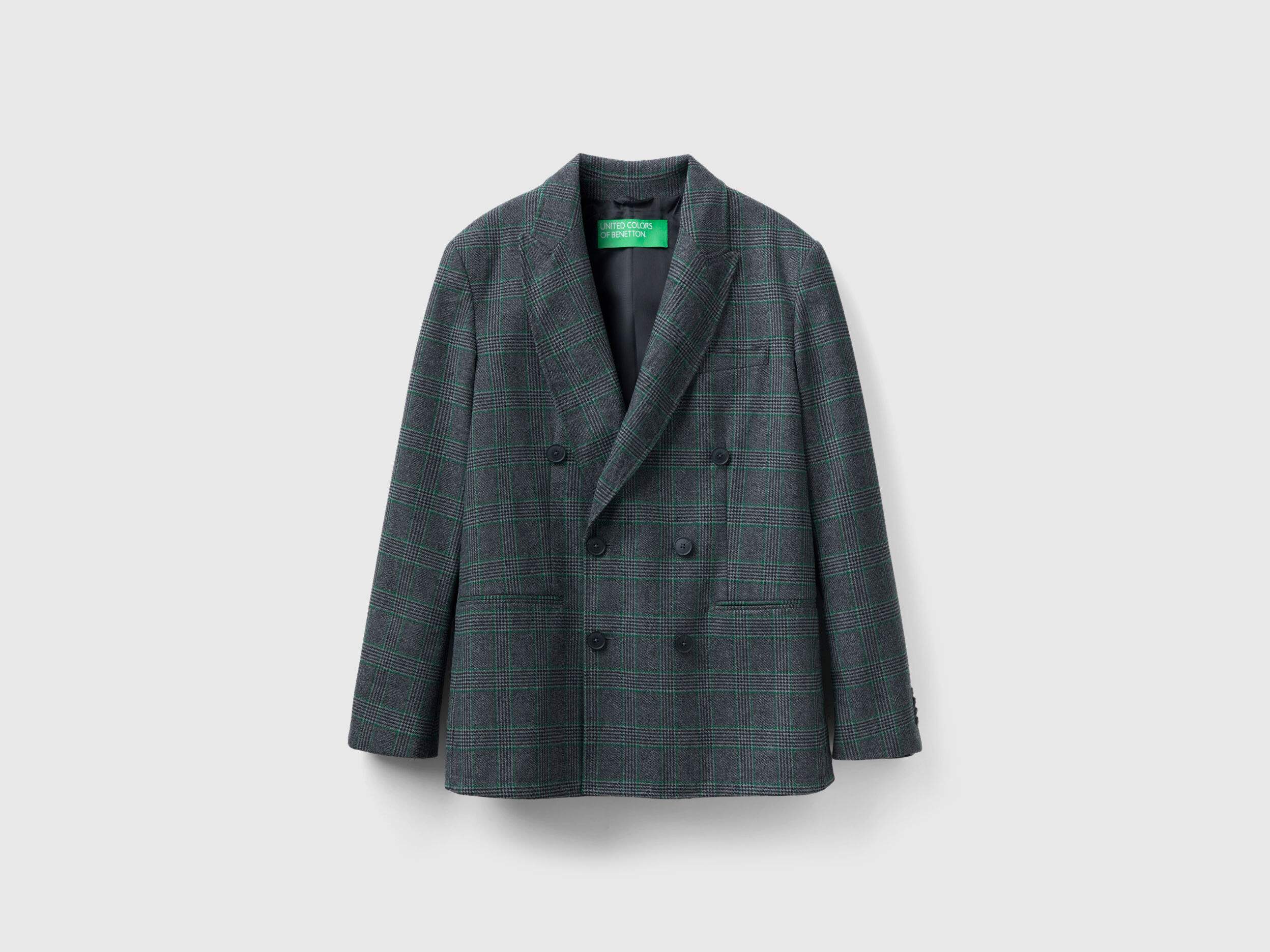 Double breasted Prince of Wales jacket Gray Benetton