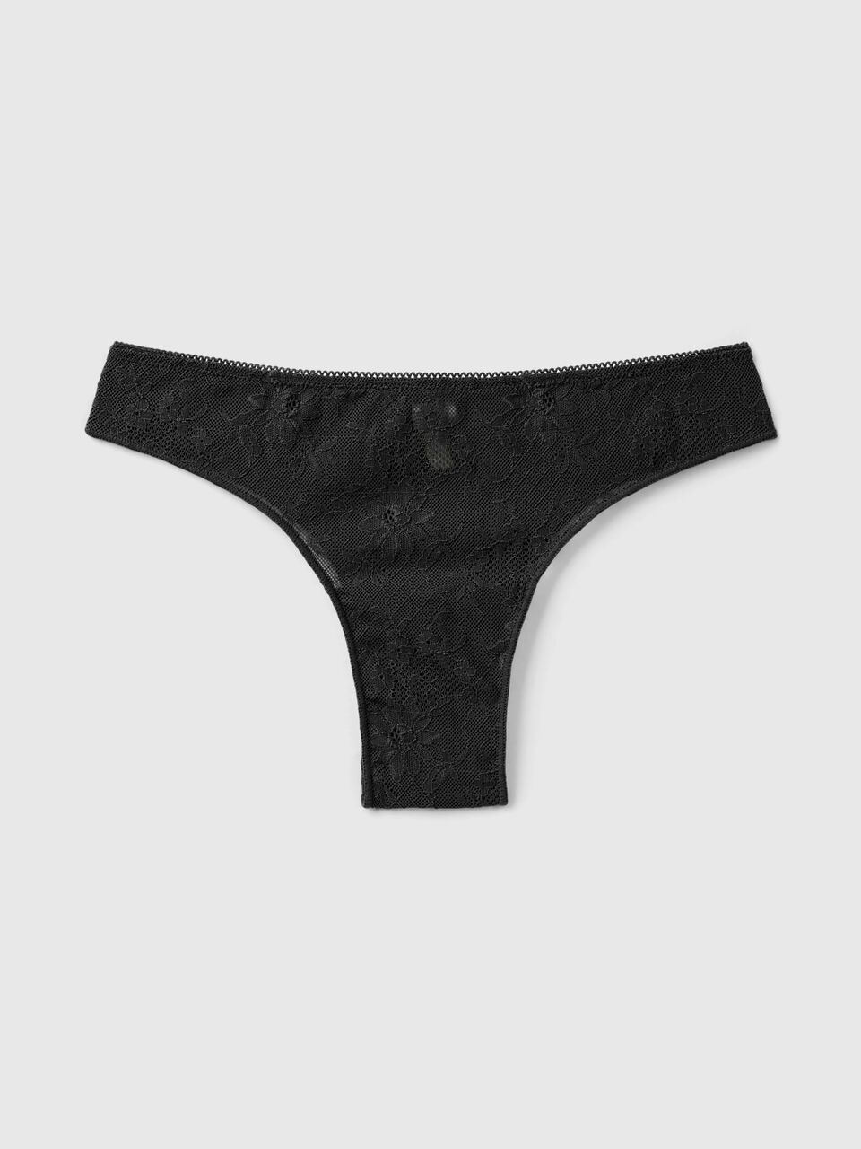 Black microfibre and lace Brazilian panty