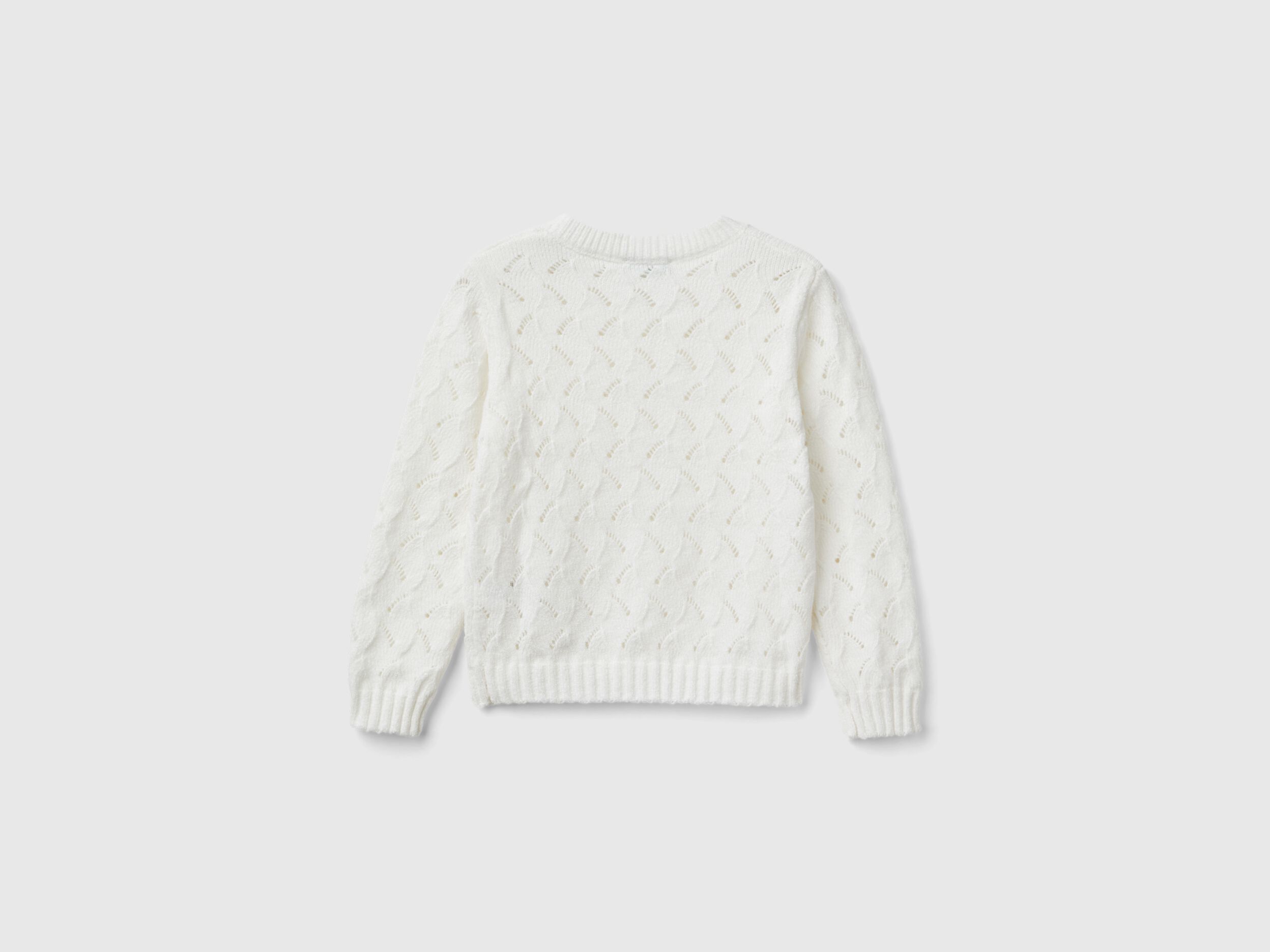 Knit chenille sweater White Benetton