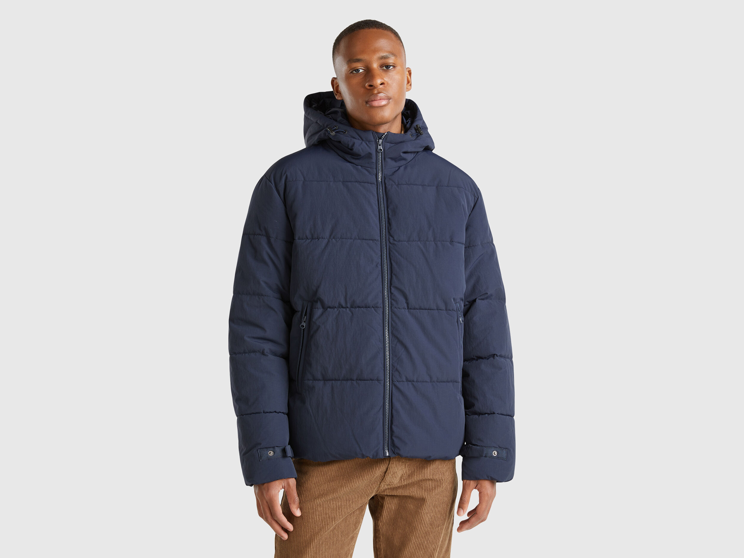 Mens long puffer jacket with hood clearance