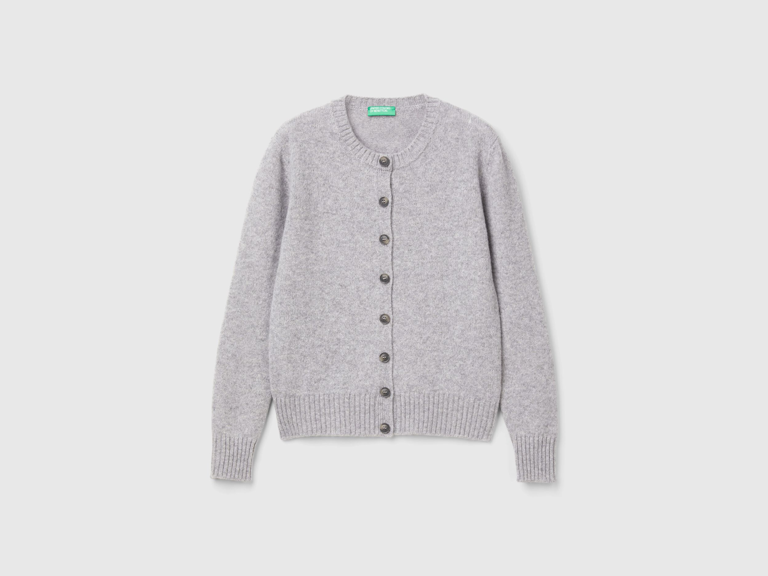 もらって嬉しい出産祝い Cardigan in Benetton | Gray Light - wool Shetland pure トップス