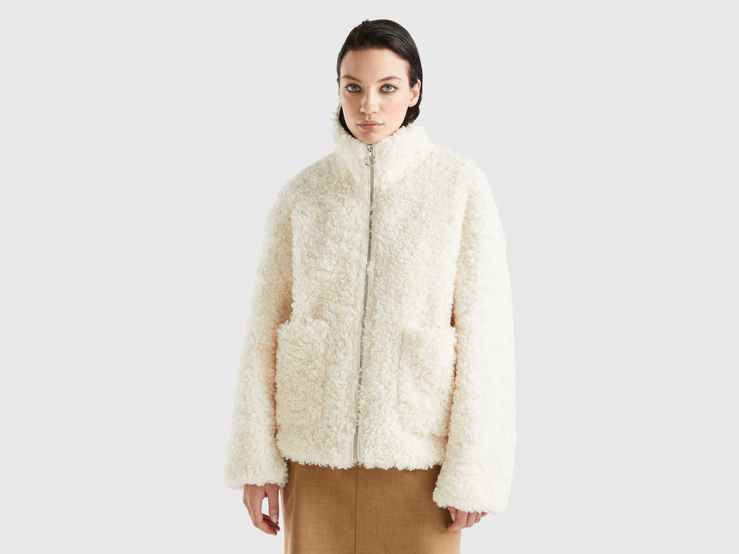 FITORON Women Faux Fur Coat- Ladies Warm Faux Fur Coat Jacket Winter Solid  V-neck Outerwear White L - Walmart.com