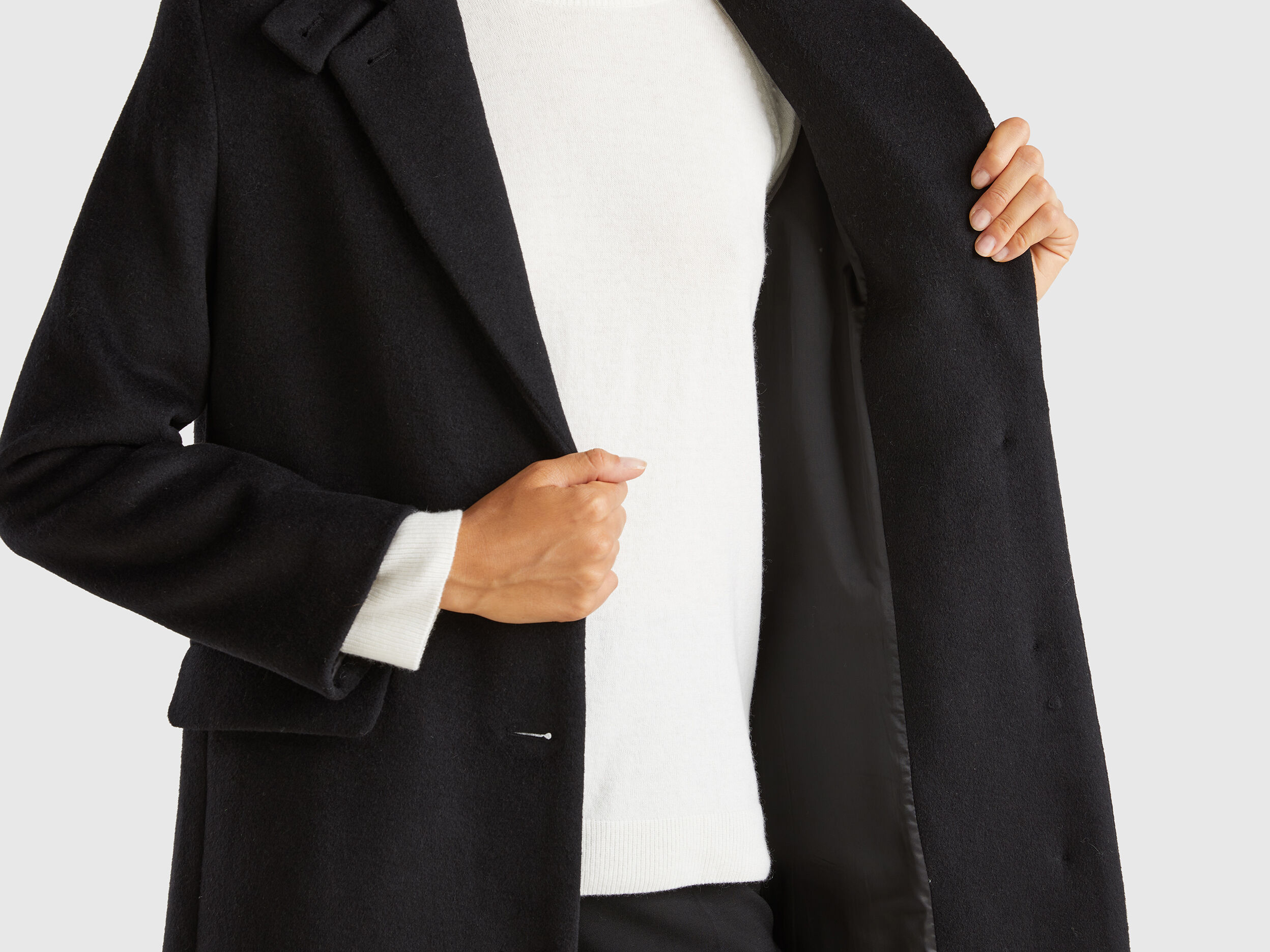 Long lined coat - Black | Benetton Long lined coat - Black | Benetton