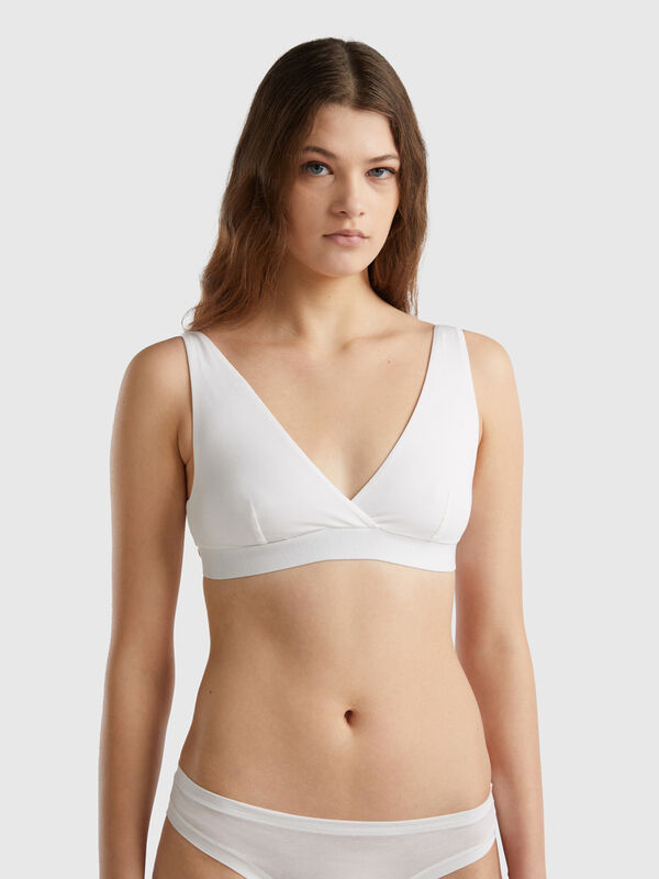 Triangle bra in stretch organic cotton - White