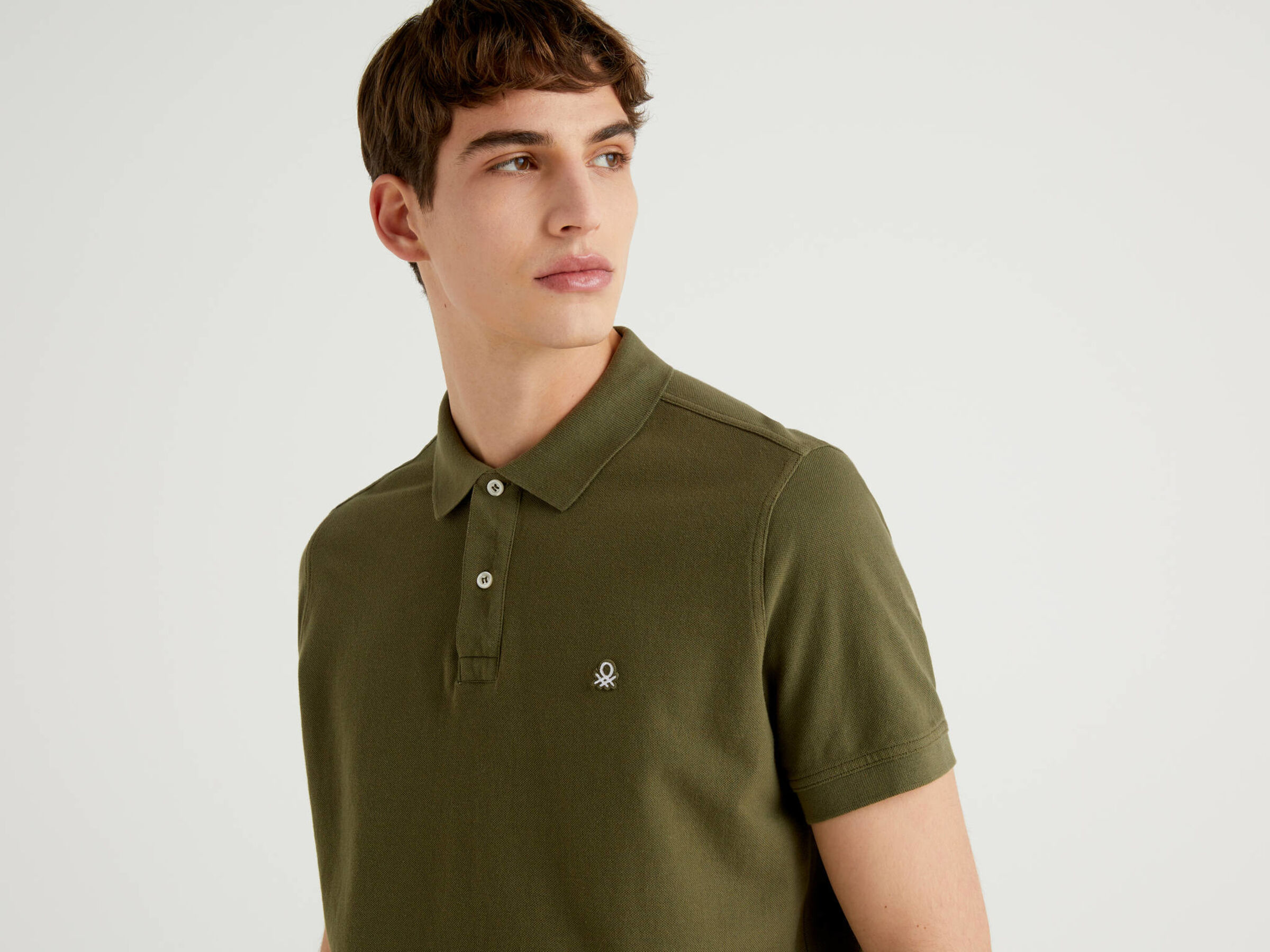 Regular fit military green polo