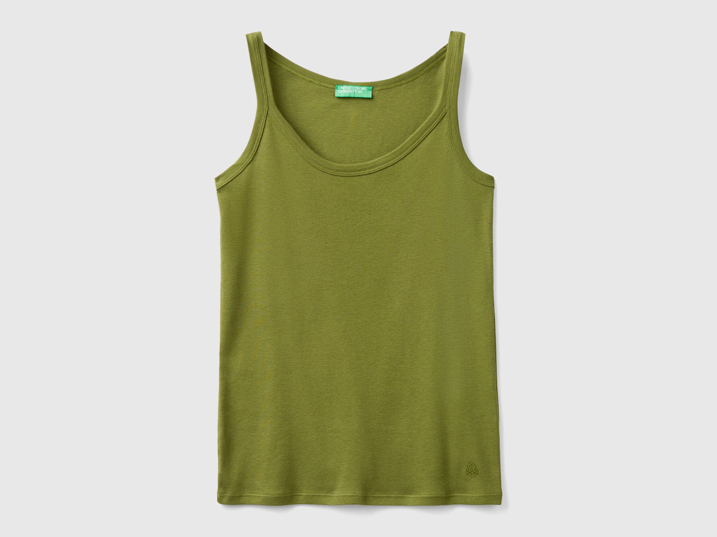 Military green tank top in pure cotton - Military Green | Benetton