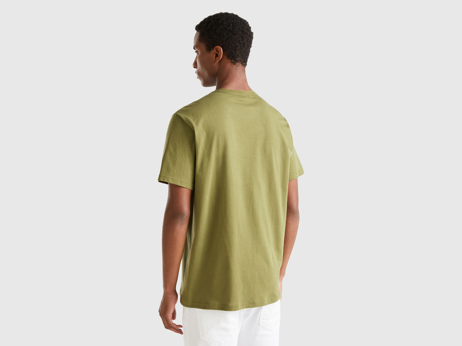 cotton Benetton warm in Green Military | - T-shirt