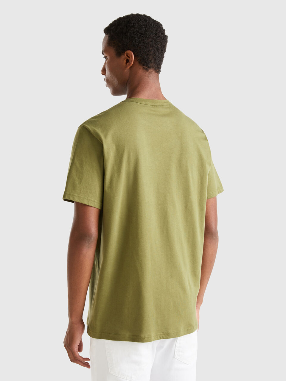 T-shirt Green Benetton warm | in - cotton Military