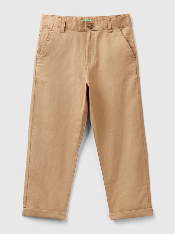 Relaxed fit trousers in linen blend Junior Boy