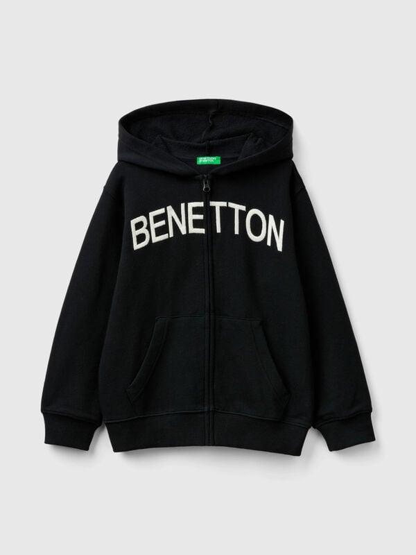 Hoodie with zip and embroidered logo Junior Boy