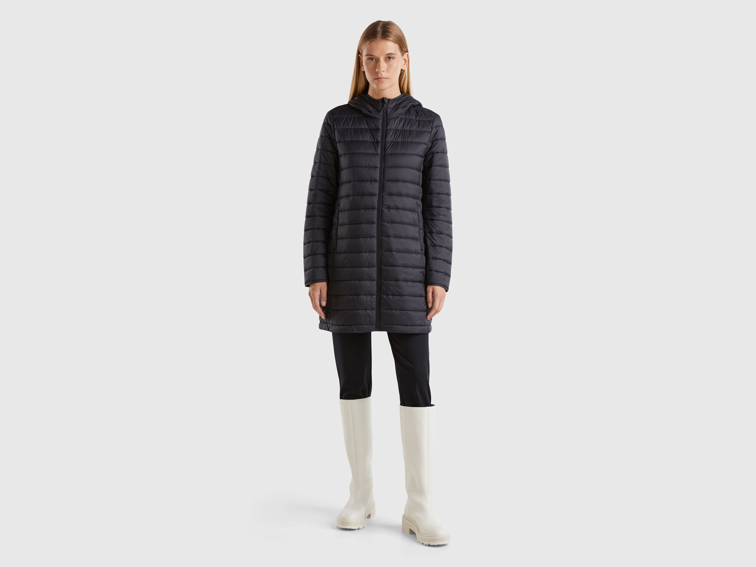Plumifero acolchado con guata reciclada Negro Benetton