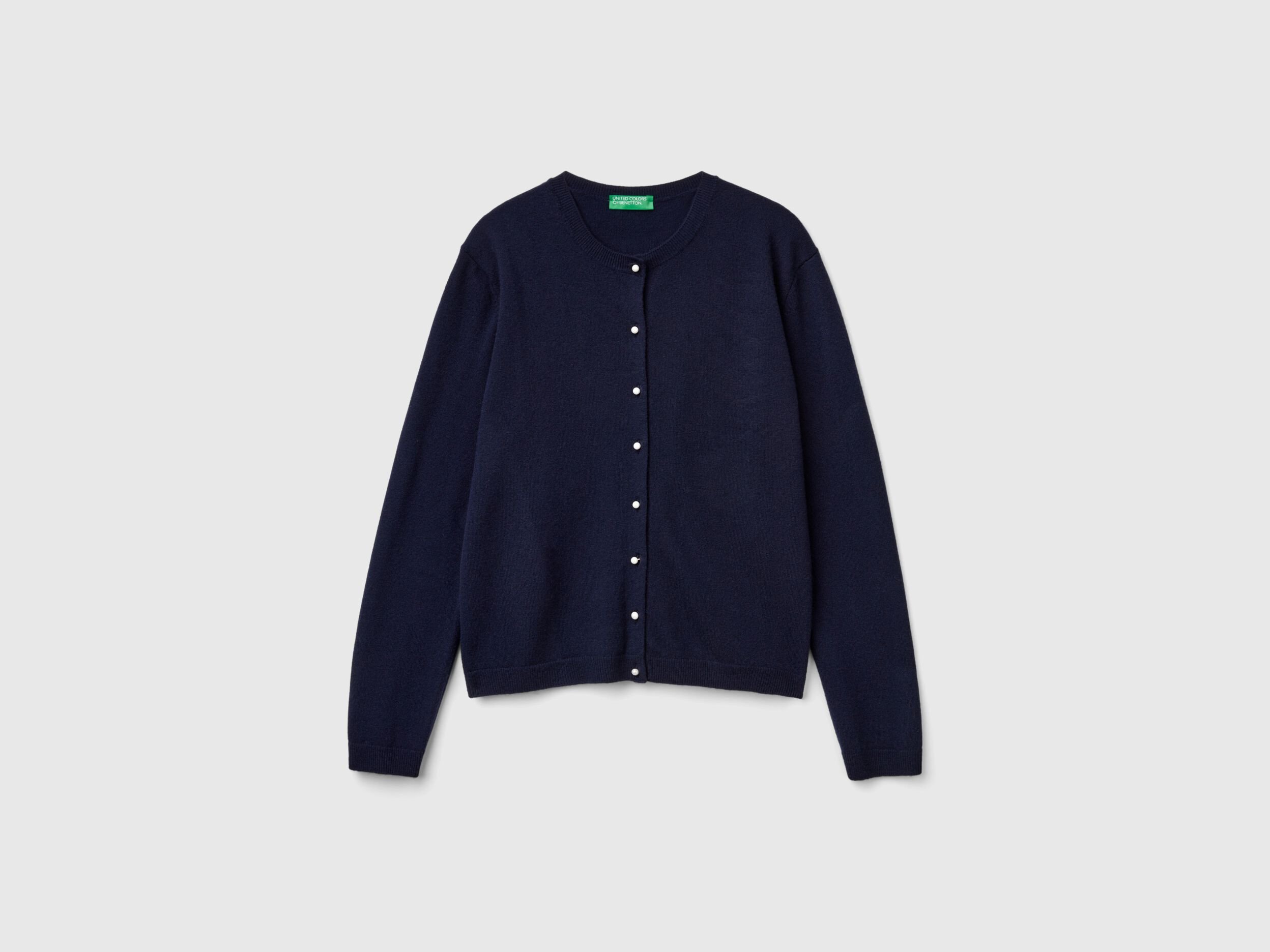 Navy blue merino wool cardigan top