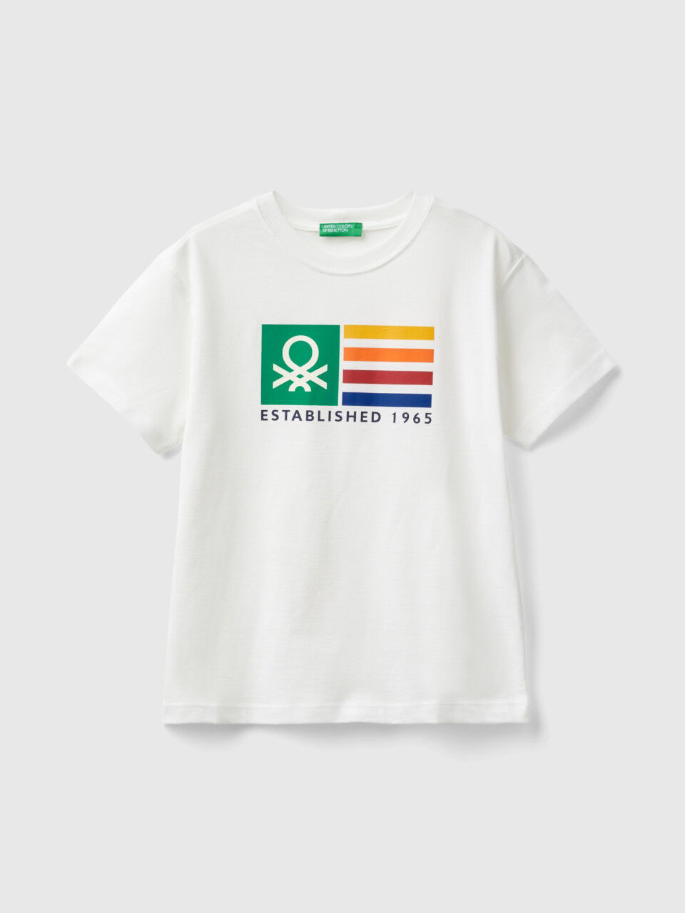 Short sleeve t shirt in 100 organic cotton Creamy White Benetton