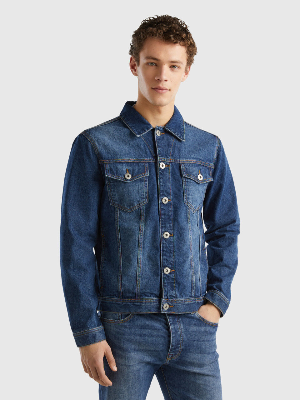 Regular fit jean jacket - Dark Blue | Benetton