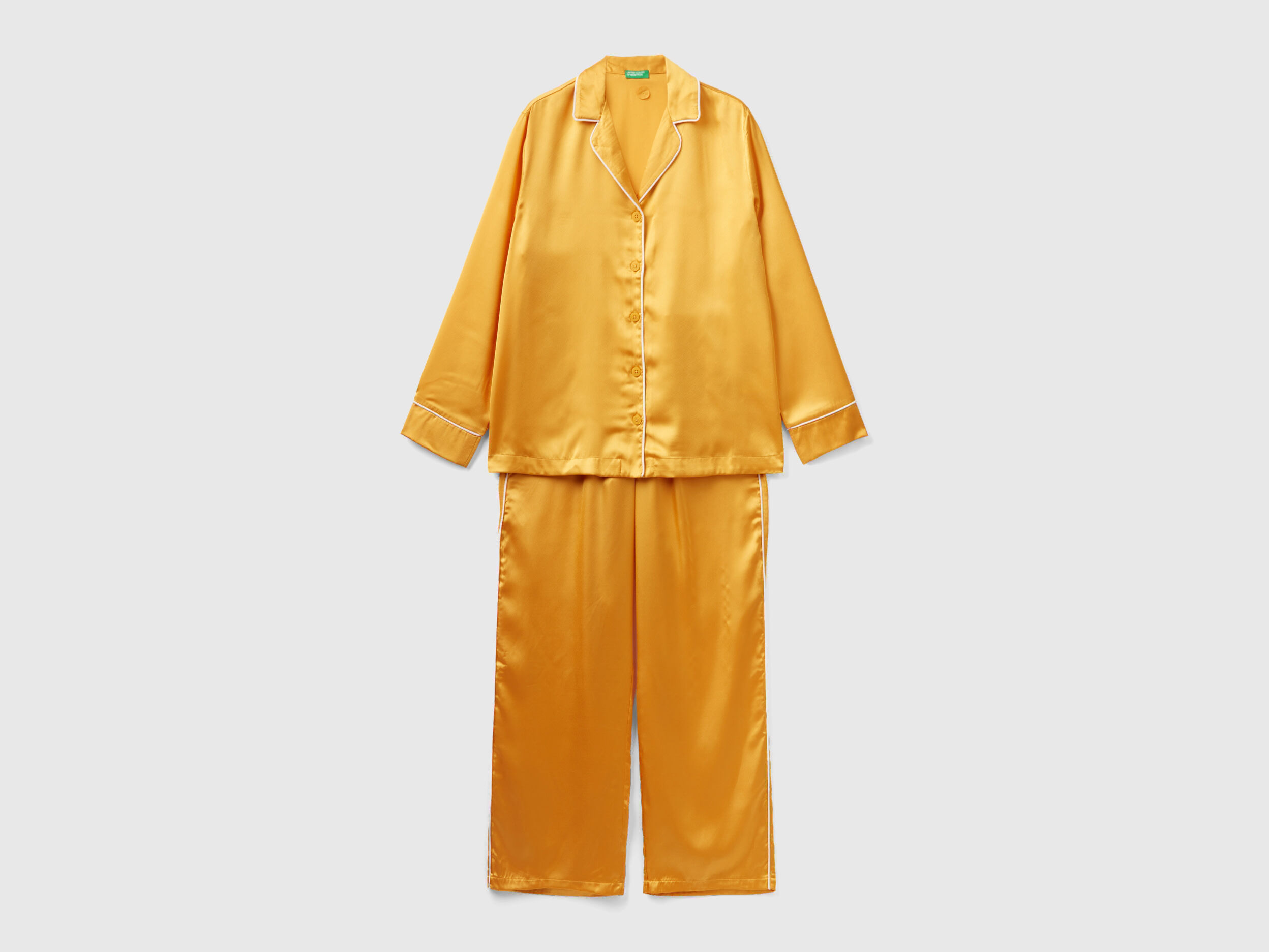 Long satin pyjamas Yellow Benetton
