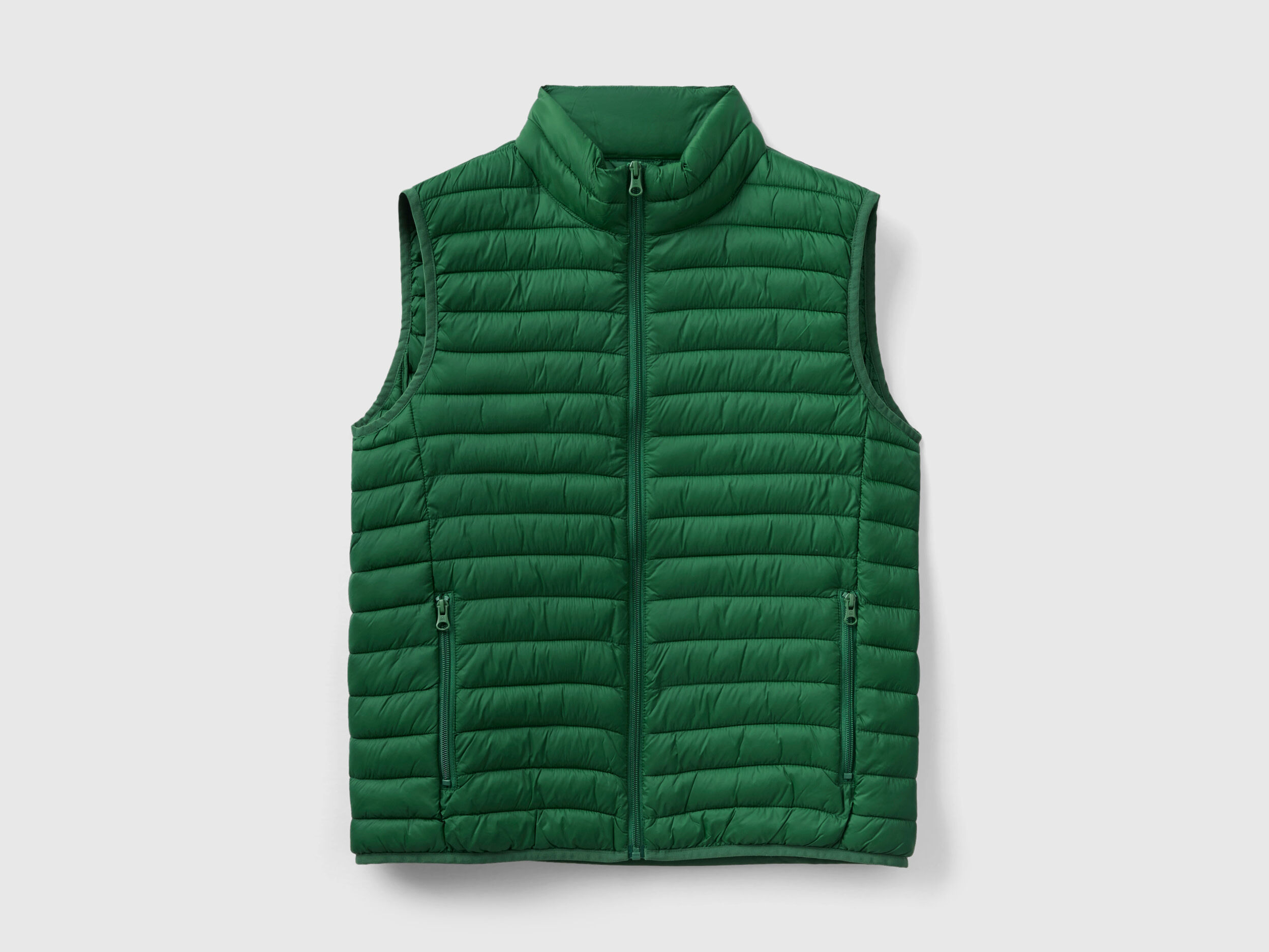 Sleeveless puffer jacket with recycled wadding Dark Green Benetton