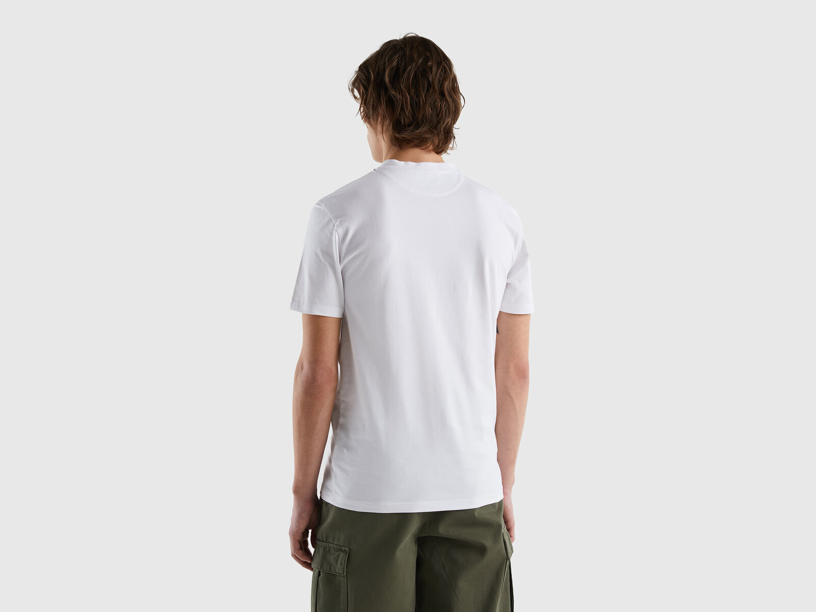 Slim fit t-shirt stretch in | - cotton Benetton White