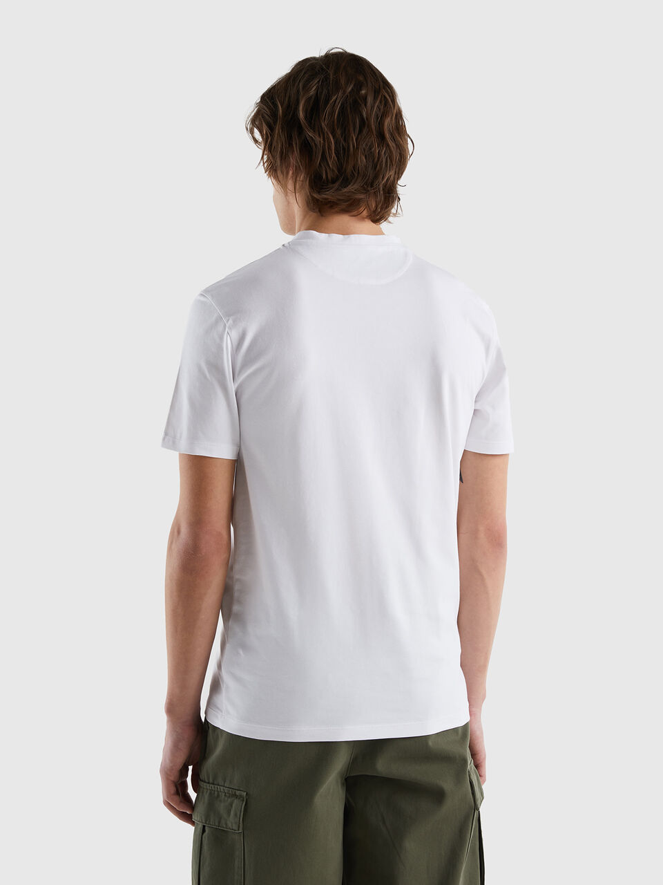 Slim fit t-shirt in stretch cotton White - Benetton 
