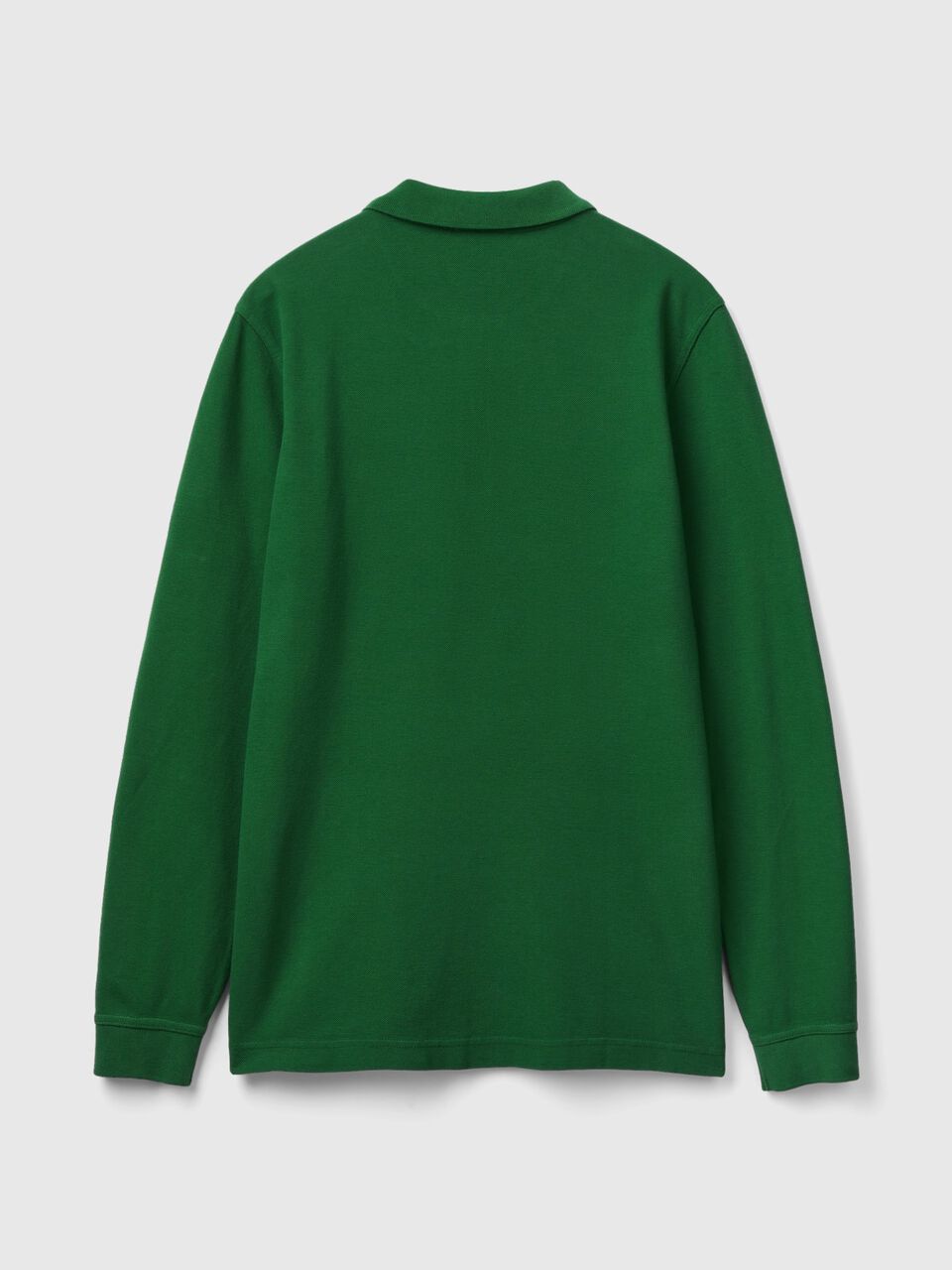 Long sleeve 100% cotton polo - Dark Green | Benetton