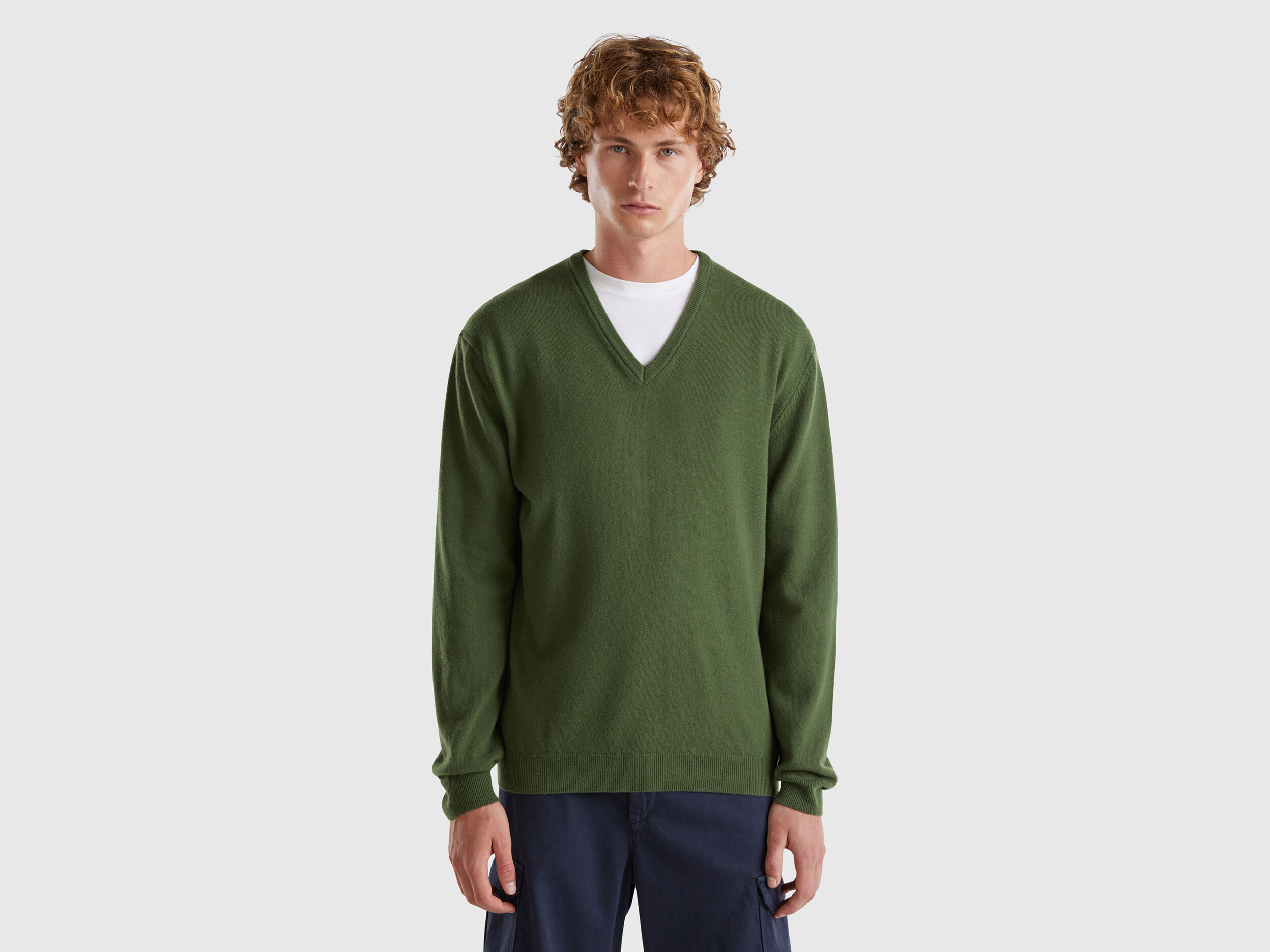 Olive v neck sweater shop