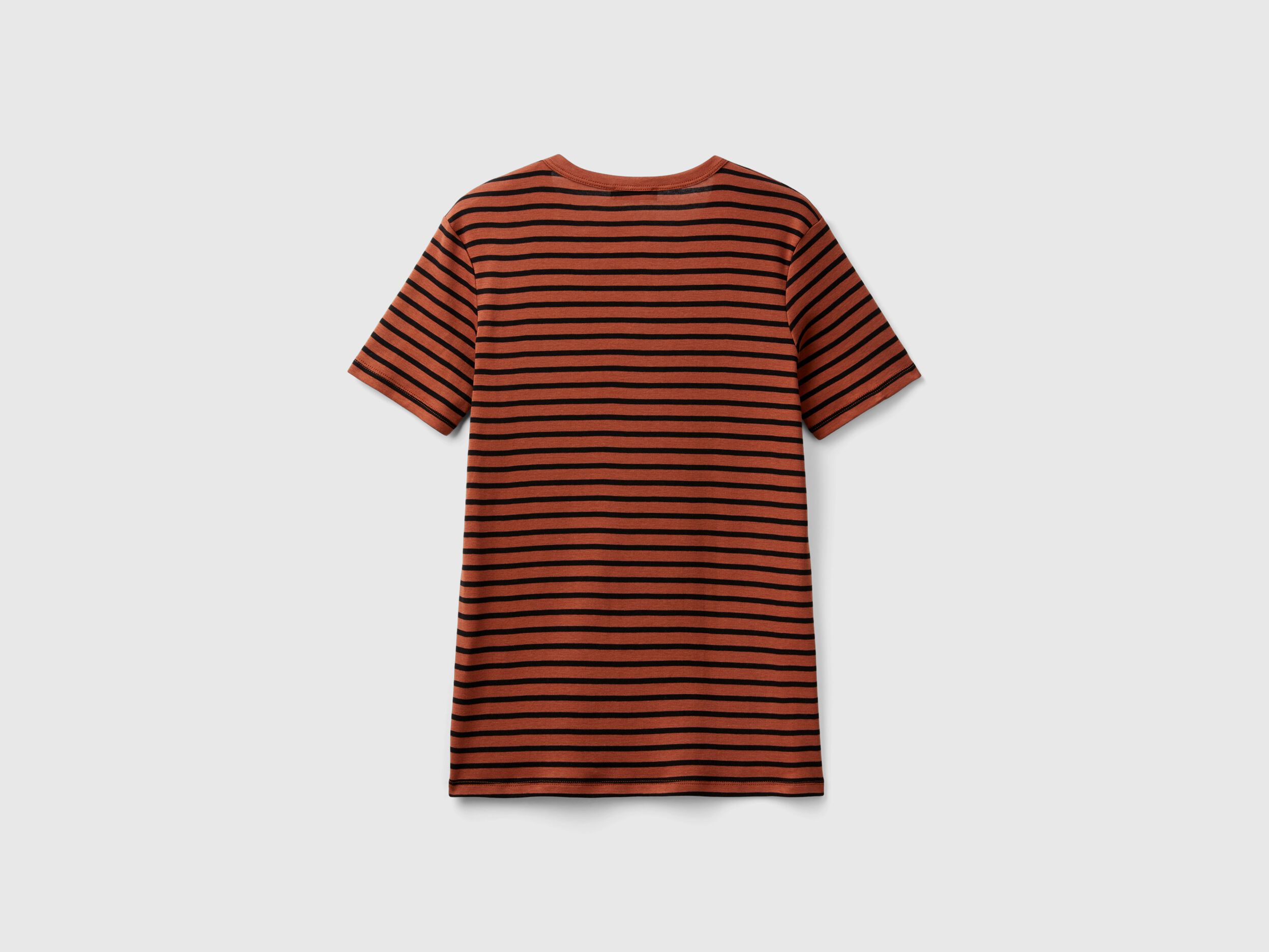 うのにもお得な striped neck Crew t-shirt Benetton | Brown - 半袖Tシャツ