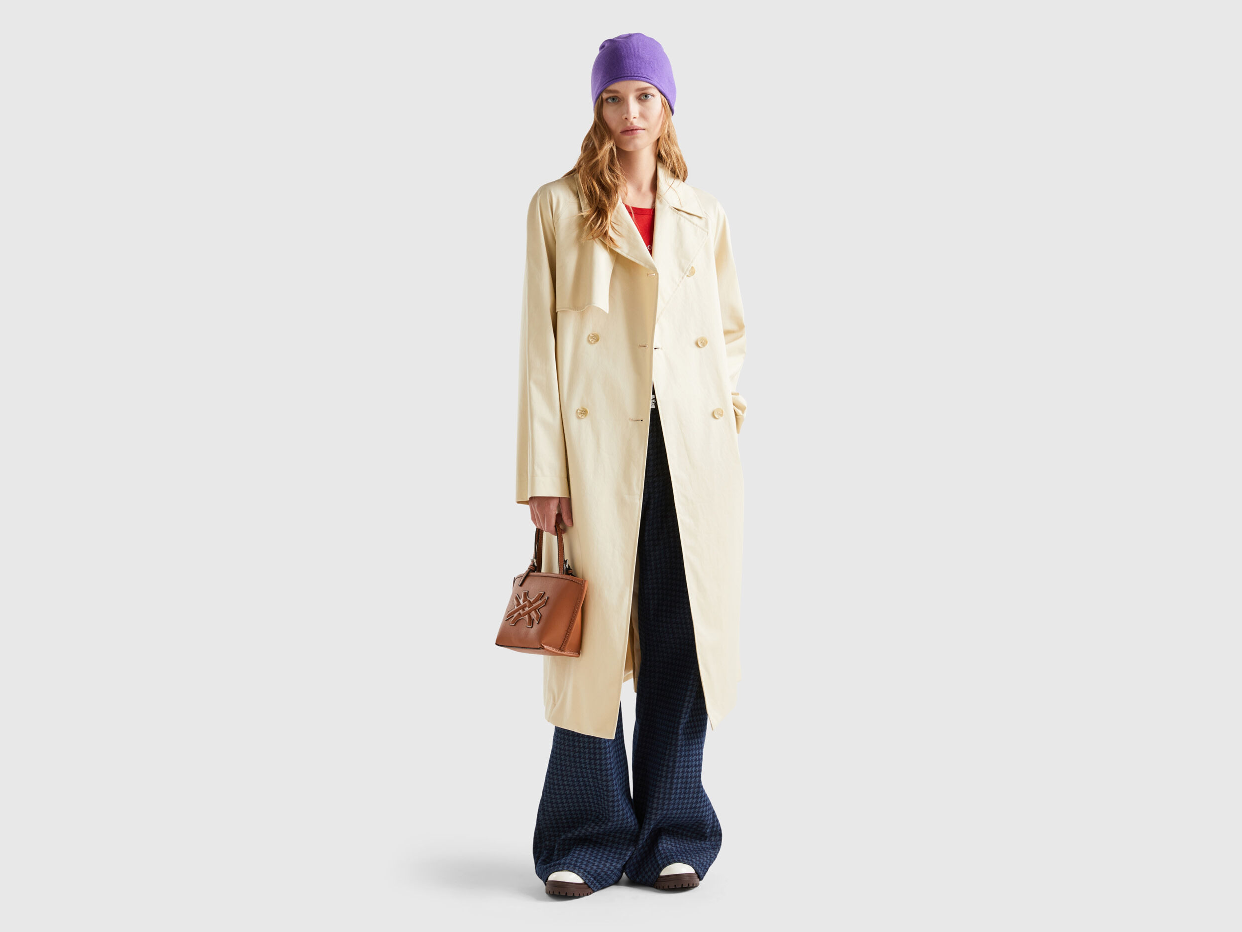 Benetton mid length deals hidden double breasted coat