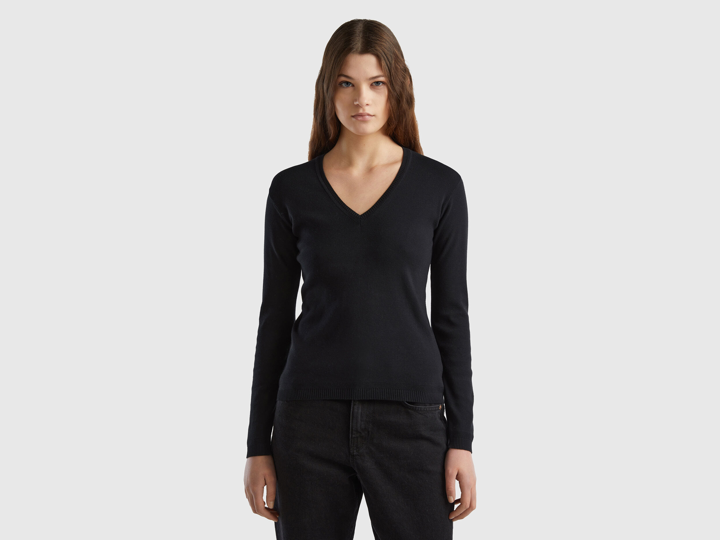 Benetton v neck sweater best sale