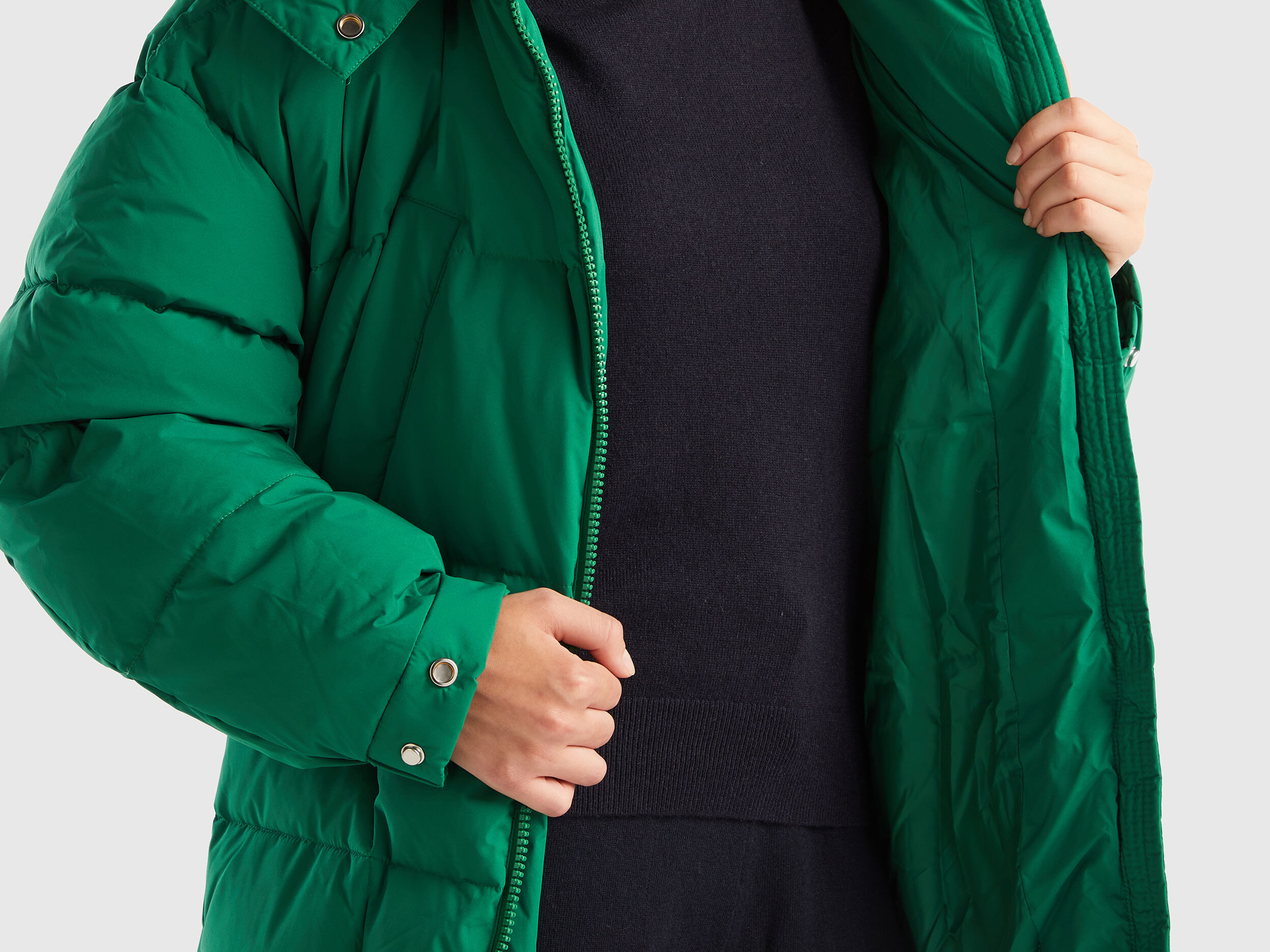 Short puffer jacket with sustainable padding - Yellow | Benetton