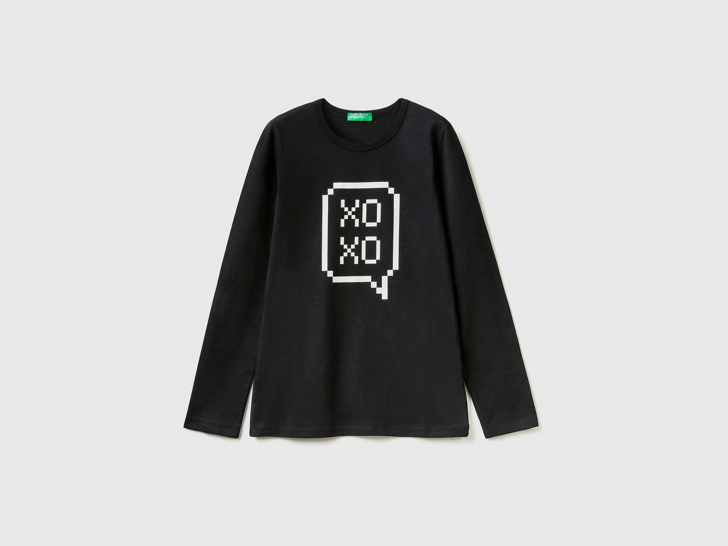 Long sleeve 100 cotton t shirt Black Benetton
