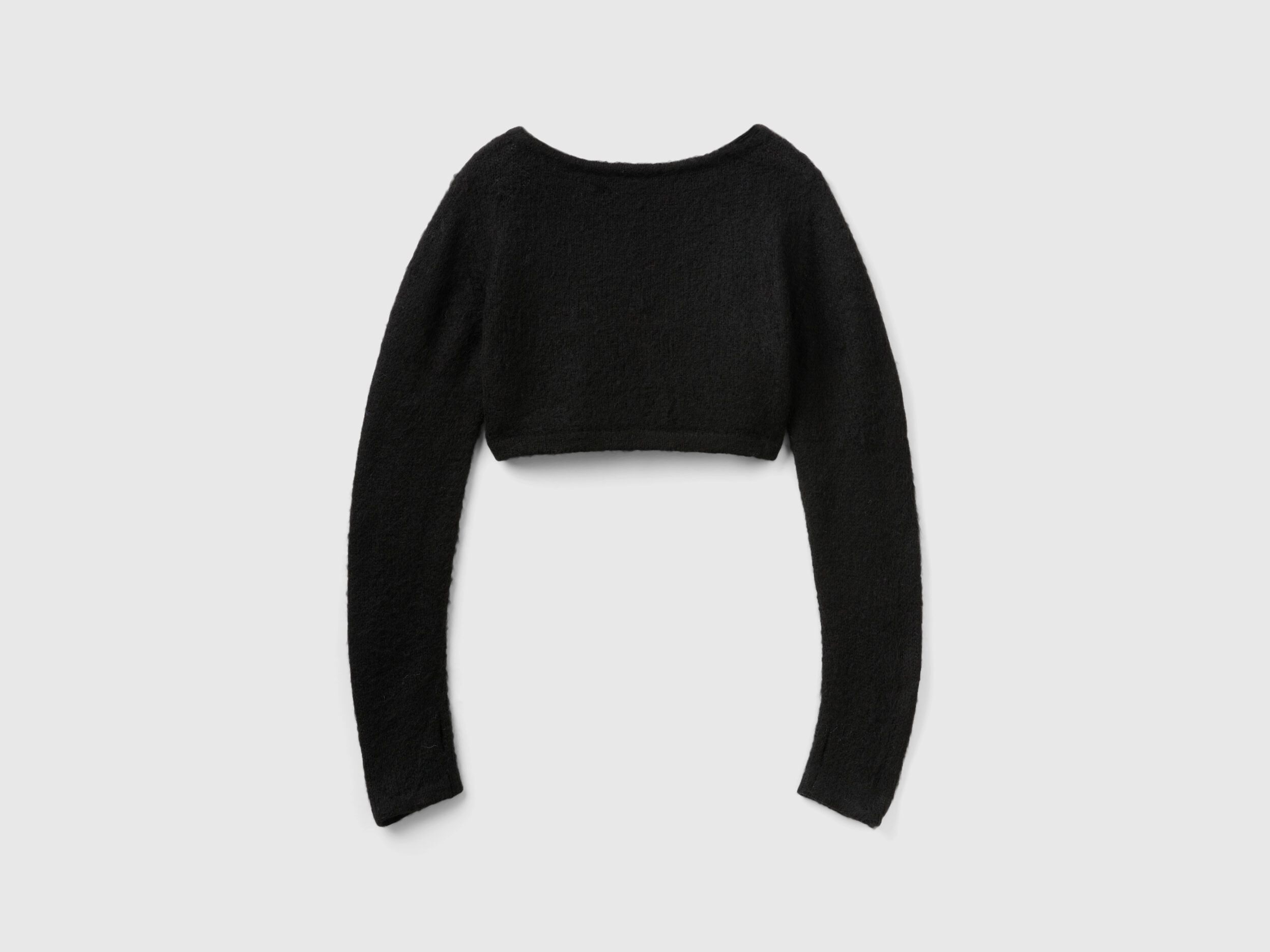 Cropped sweater in mohair blend Black Benetton