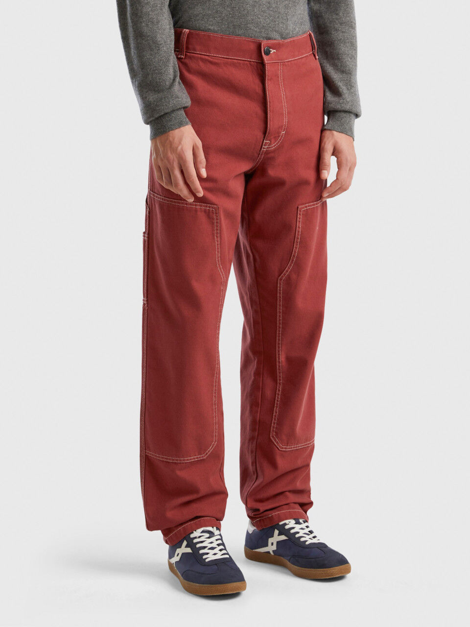 GG cotton canvas trousers in beige and blue | GUCCI® GR