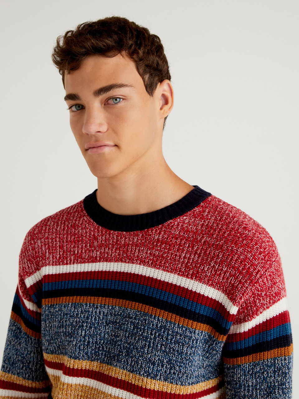 Mens Check Knitted Long Sleeve Polo Sweatshirt Buttoned Jumper Sweater Pullover 