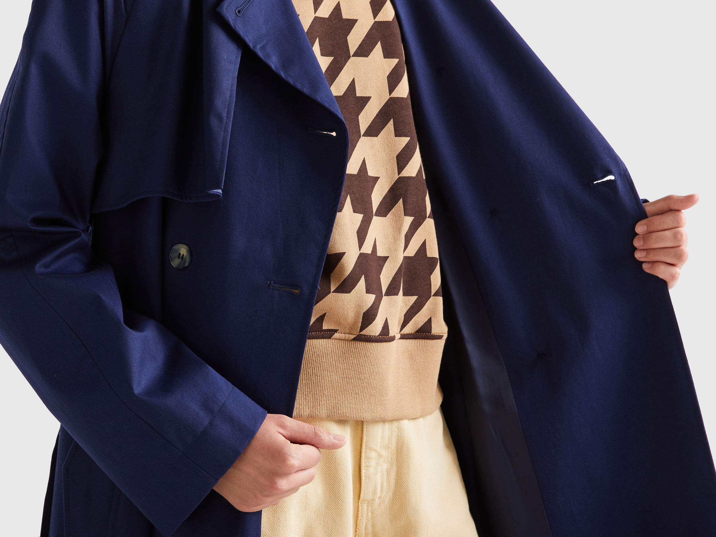 Double breasted midi trench coat