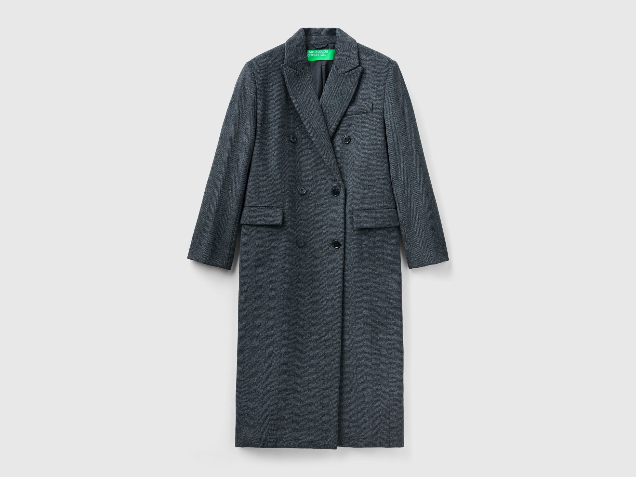Long double breasted coat Dark Gray Benetton