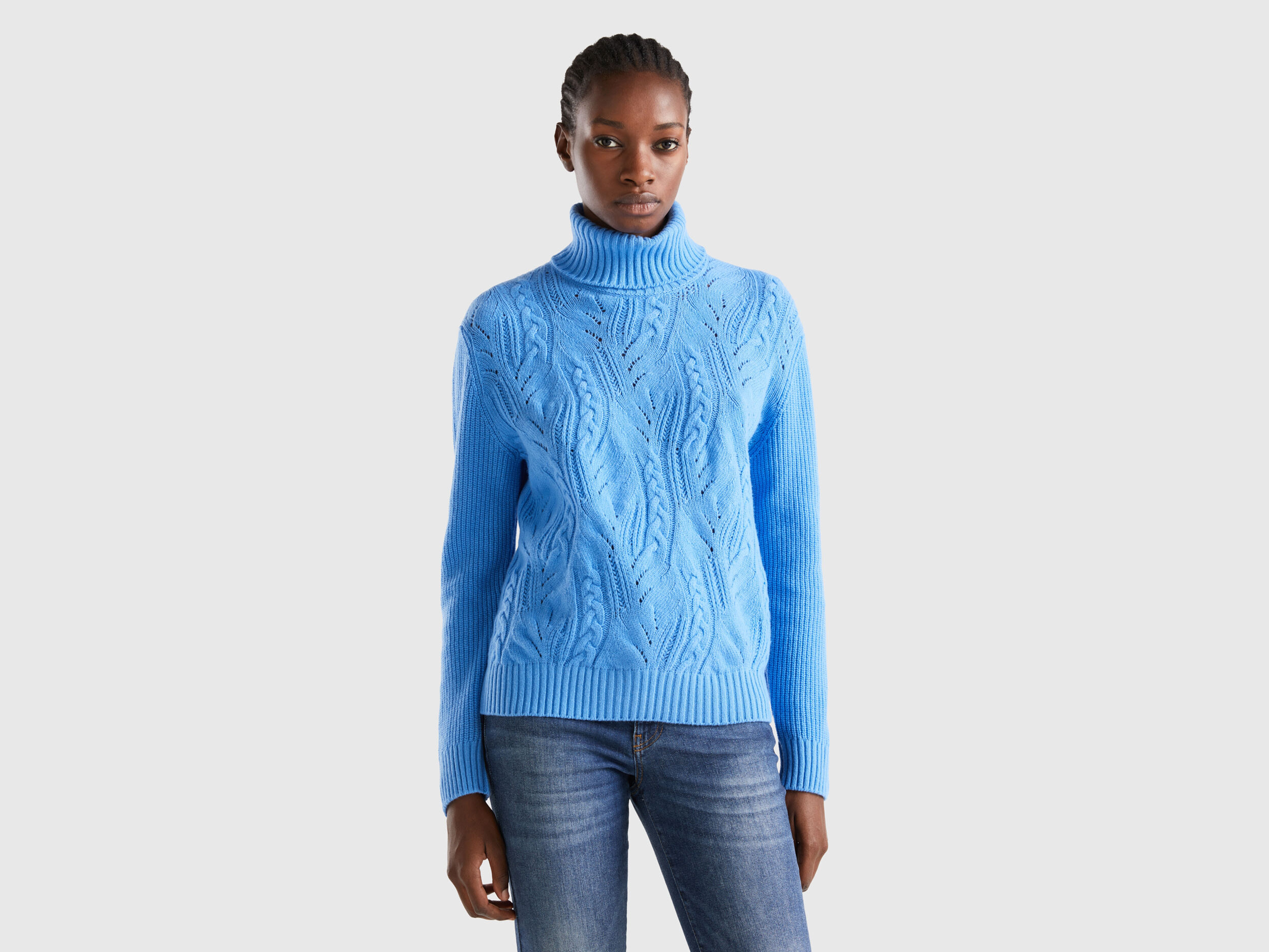 Blue roll neck new arrivals jumper womens
