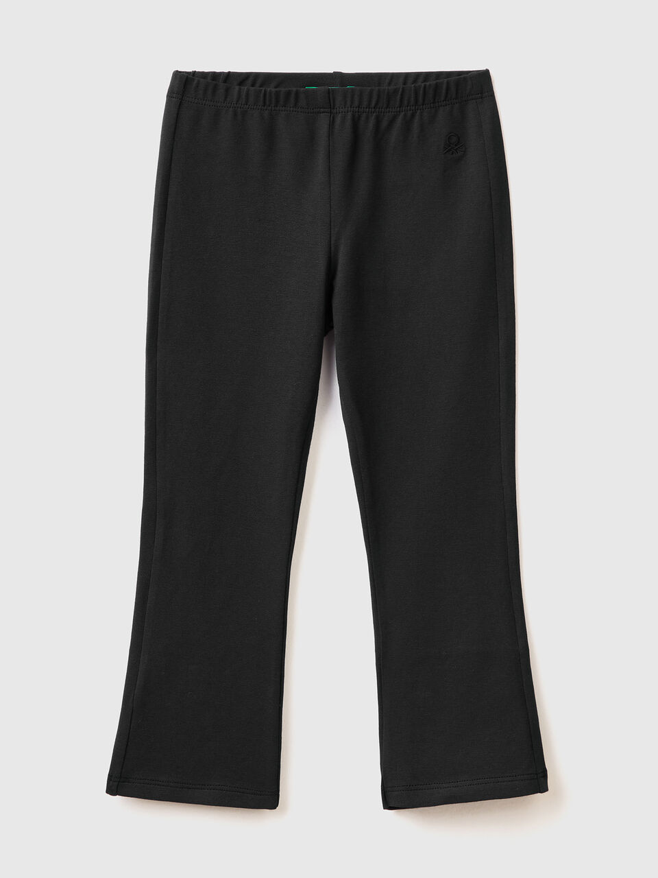 Flared leggings in stretch cotton - Black