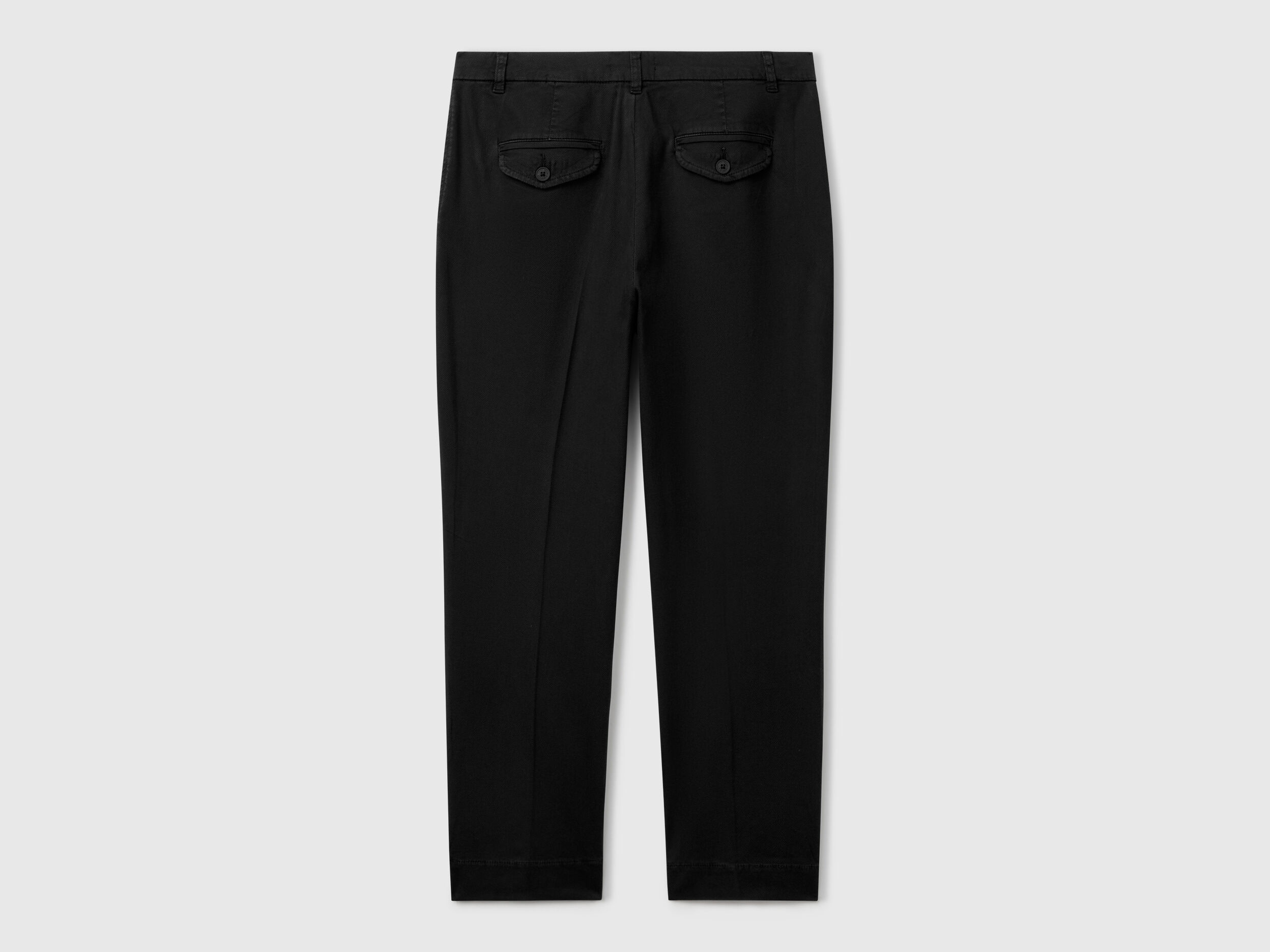 Cropped chinos in stretch cotton - Black | Benetton