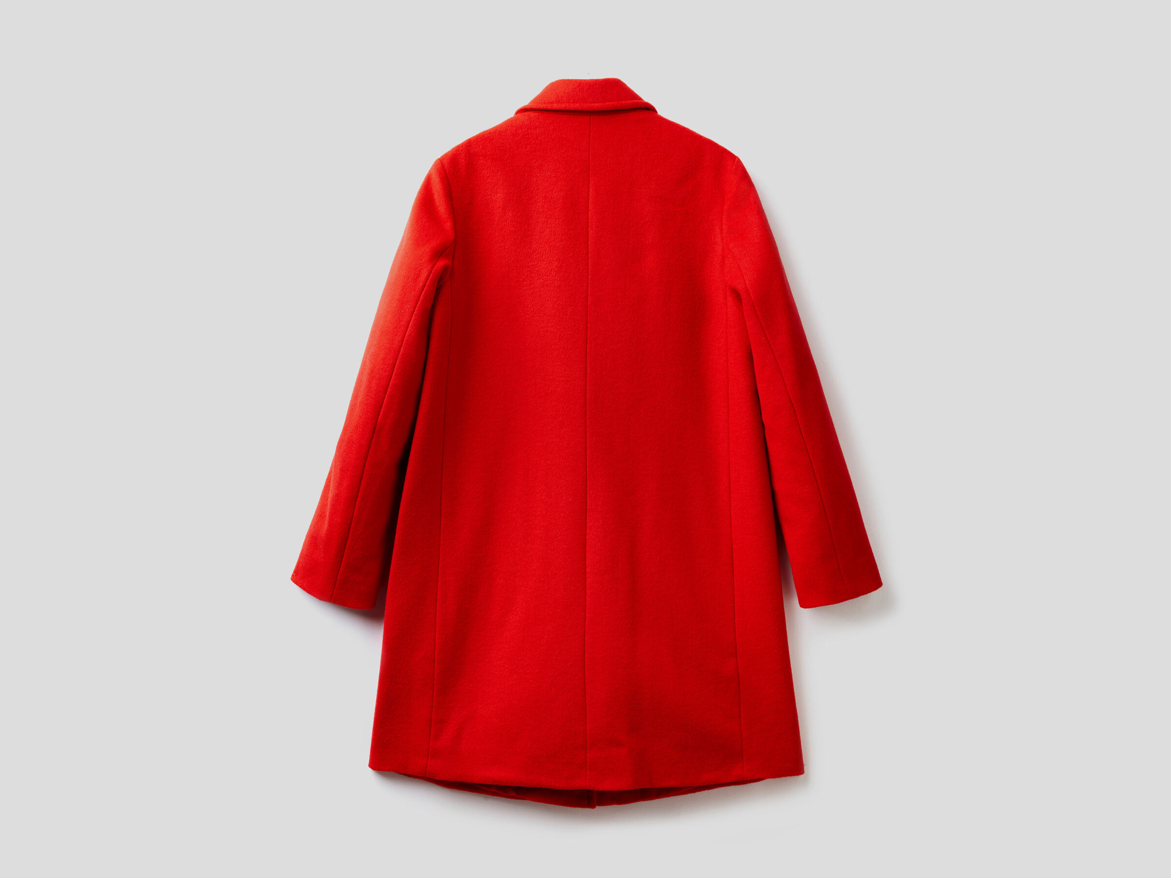 Wool Blend Collared Coat - Dusty Red